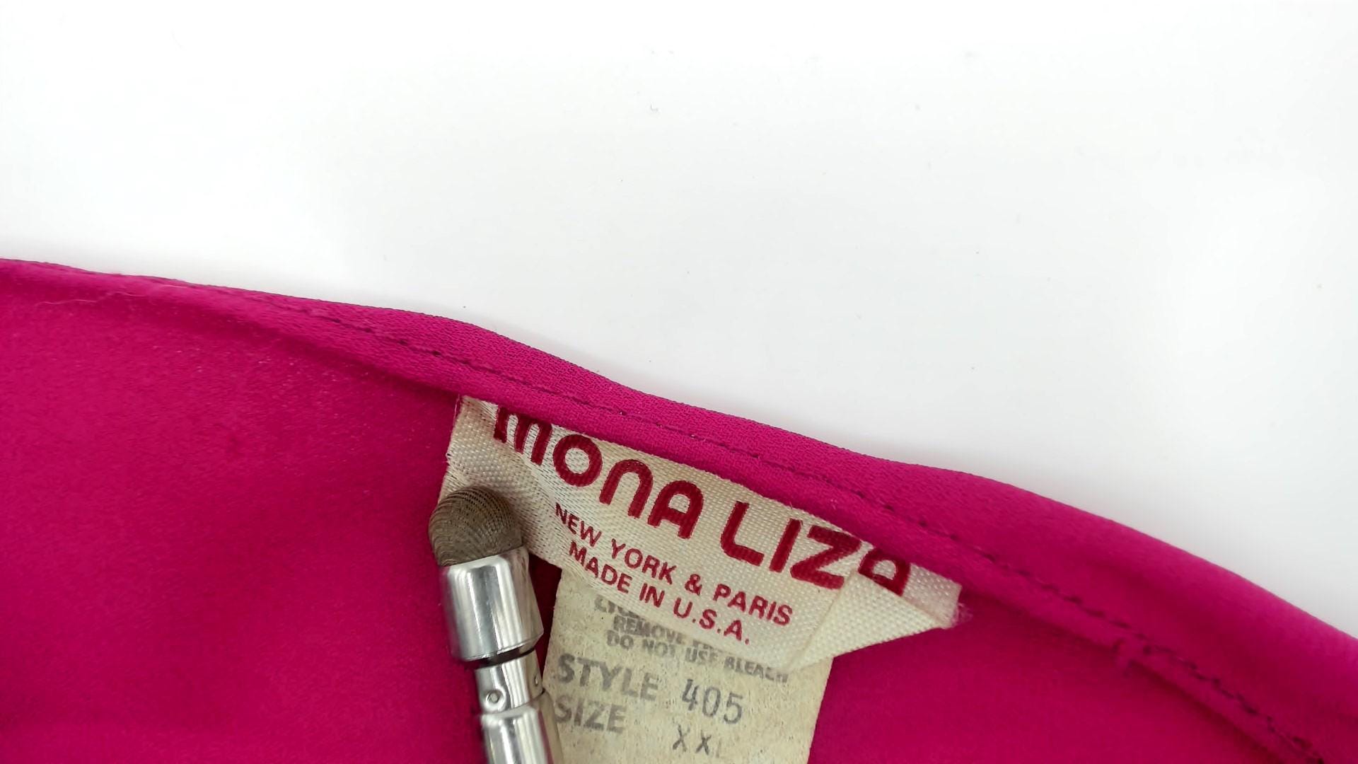 80s Mona Liza Magenta Pleated Midi Dress Puff Sleeve Floral Lace Large