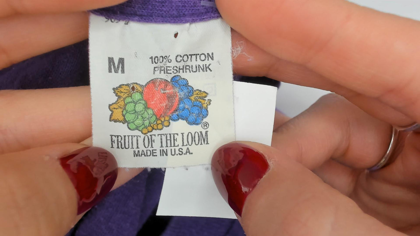 90s Fruit of the Loom Purple Muscle Tee Cotton Pocket Crewneck Medium M