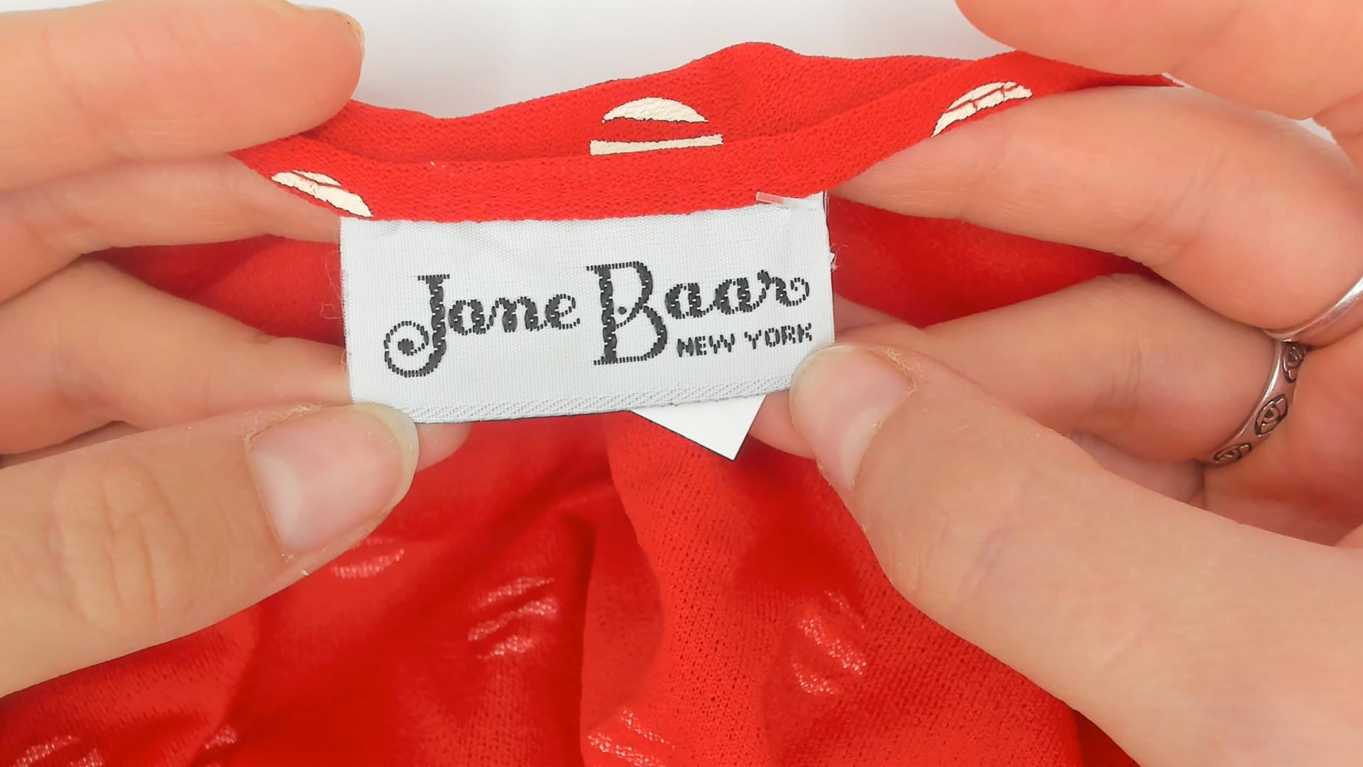 80s Jane Baar New York Red Polka Dot Wrap Dress Long Sleeve Small