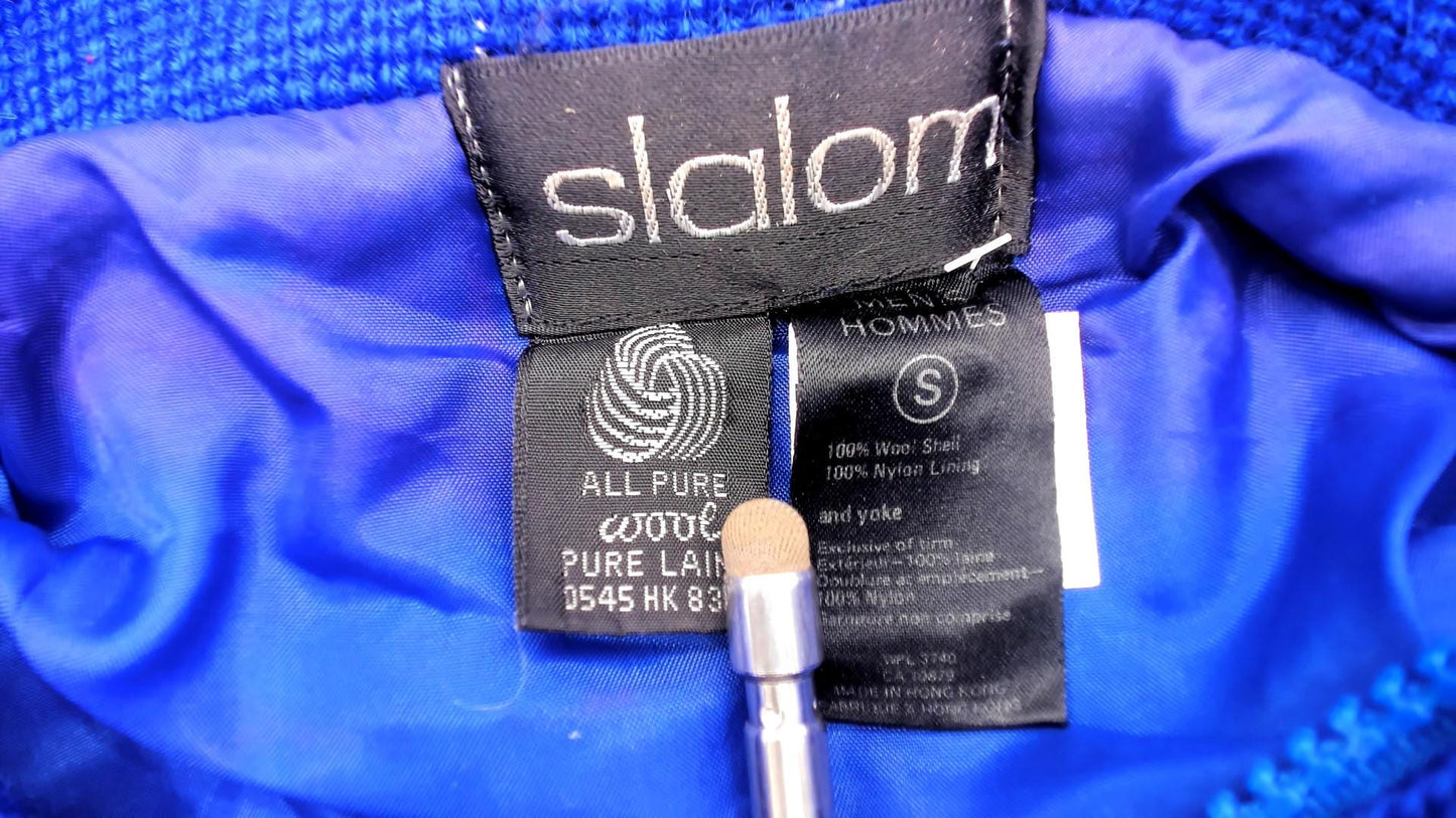 80s Slalom Colorblock Half Zip Wool Sweater Blue Red Yellow Men's Small