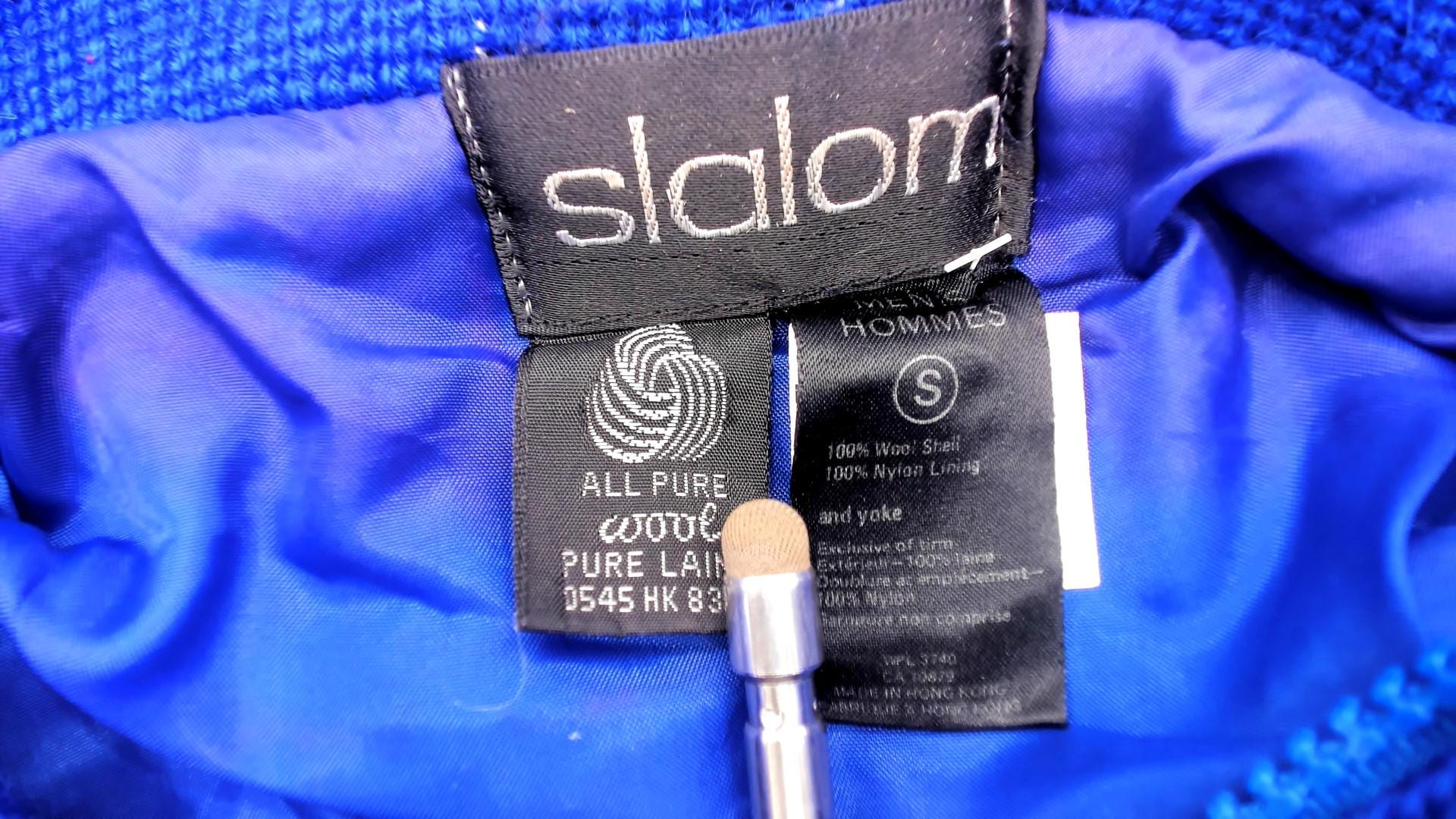 80s Slalom Colorblock Half Zip Wool Sweater Blue Red Yellow Men's Small