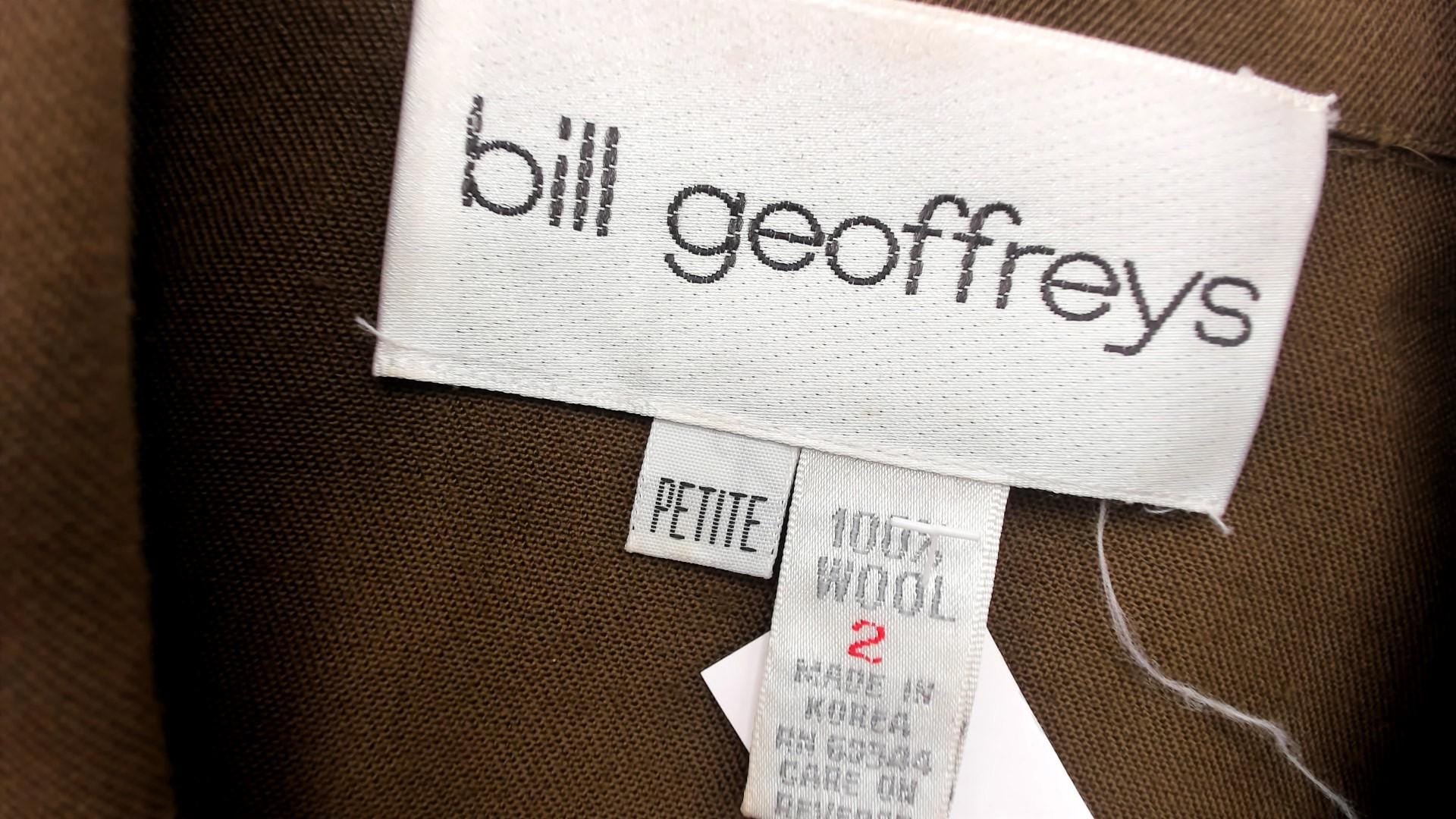 80s Bill Geoffreys Wool Shirt Dress Olive Brown Knee Length XS