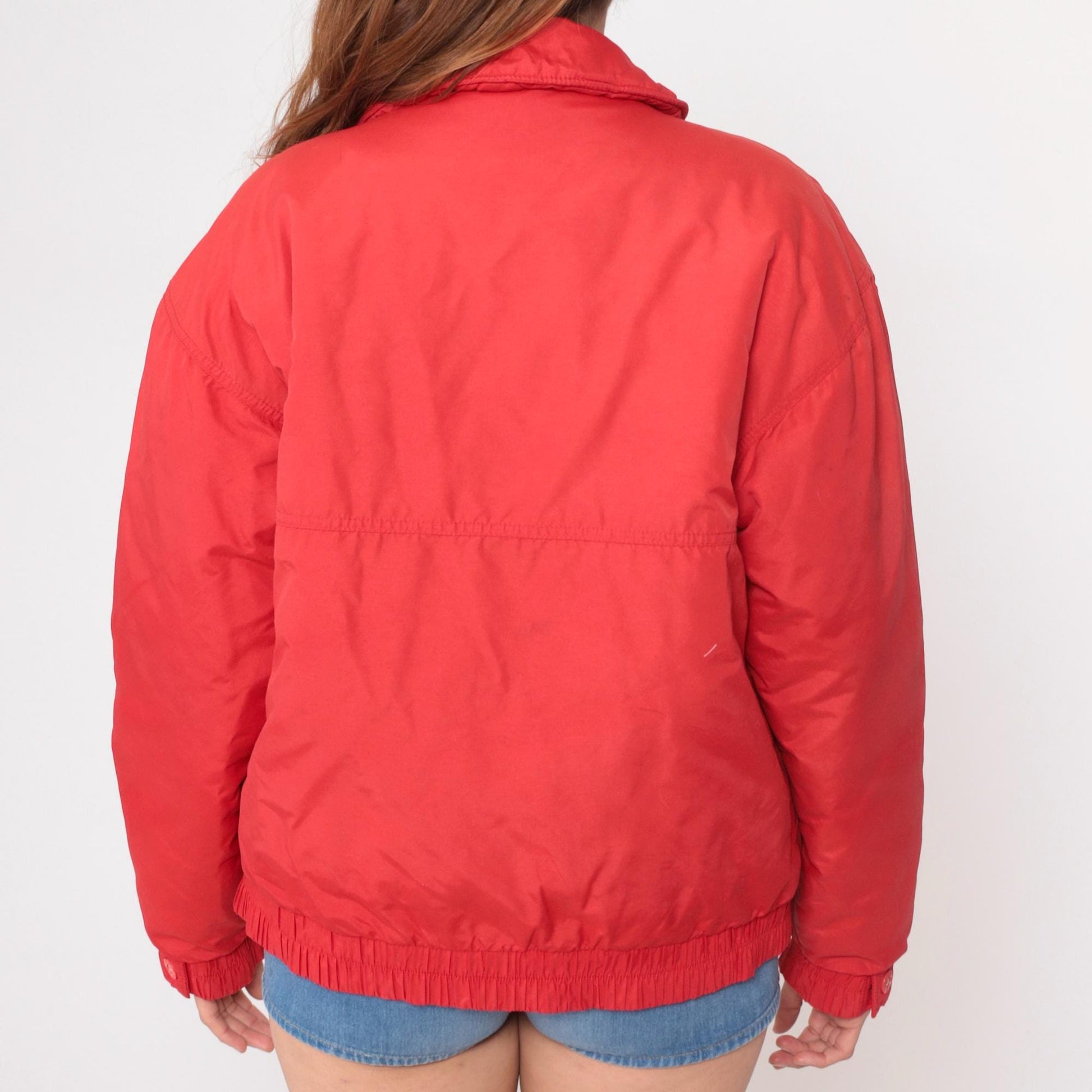 80s CB Sports Red Ski Jacket Quilted Bomber Windbreaker Medium M