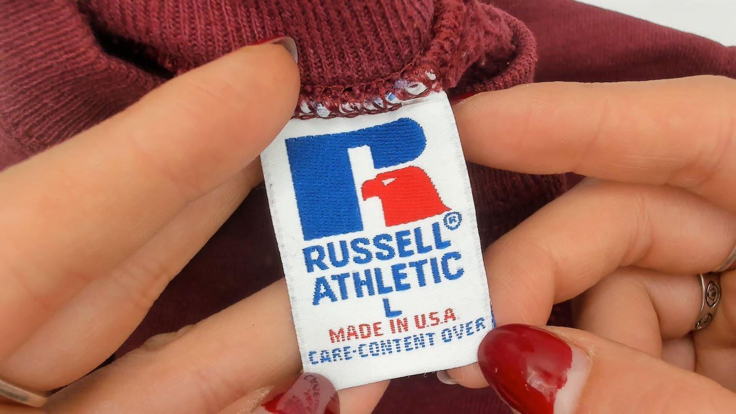 90s Russell Athletic Burgundy Longhorns Crewneck Sweatshirt Large L