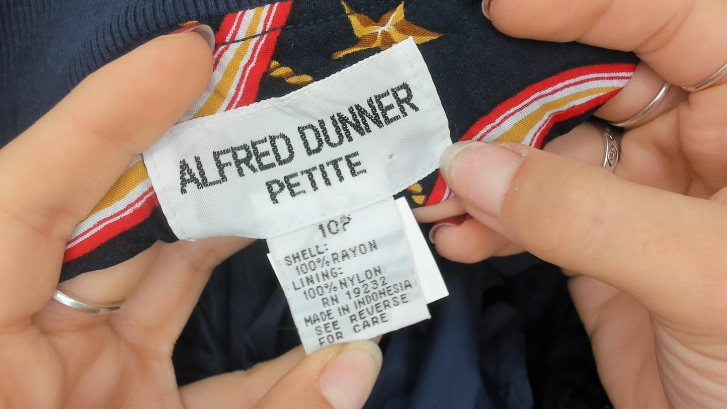 90s Alfred Dunner Nautical Bomber Jacket Navy Multicolor Medium