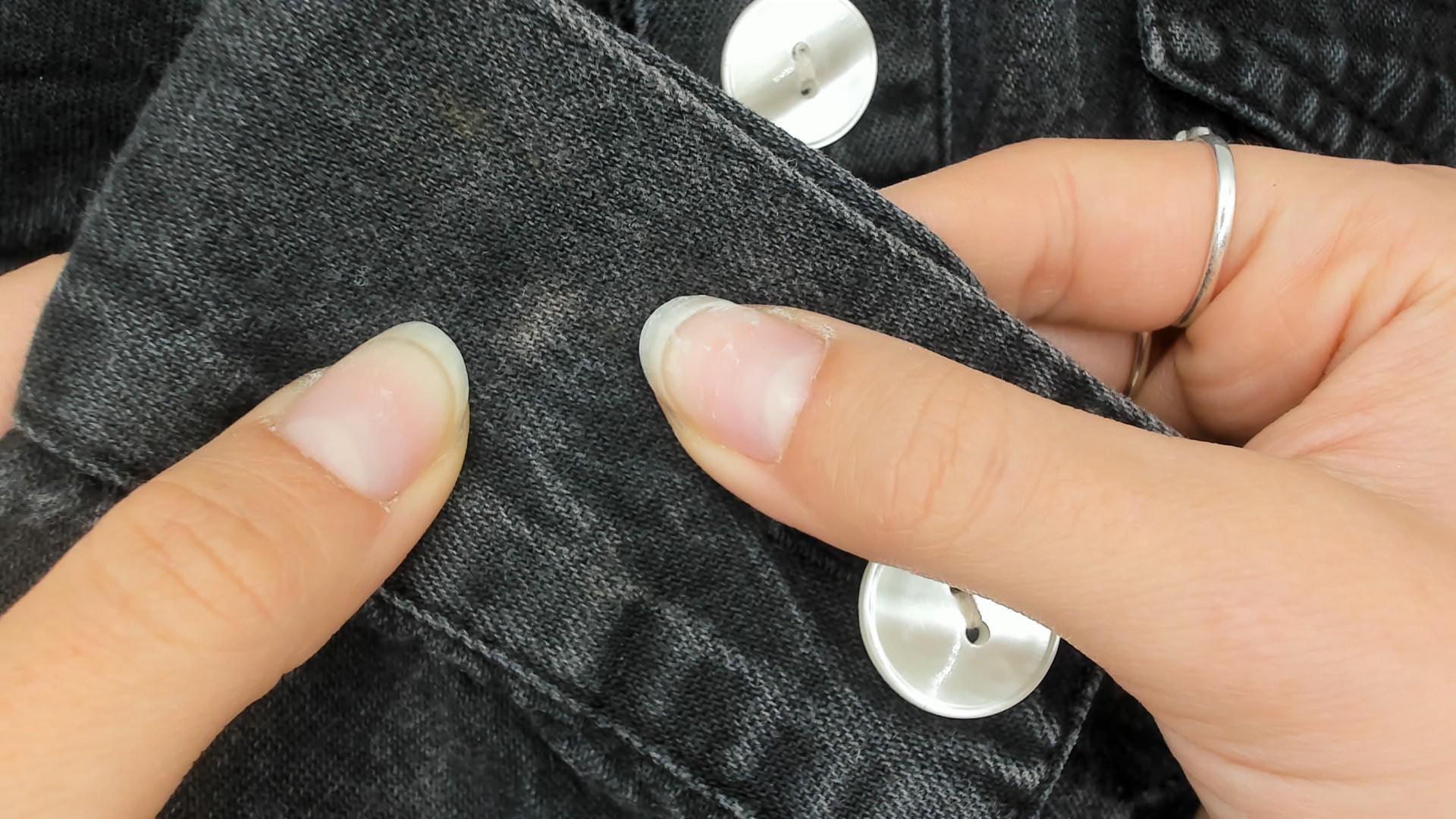 80s Black Denim Jacket Cropped Fitted Collarless Bleach Distressed Small S
