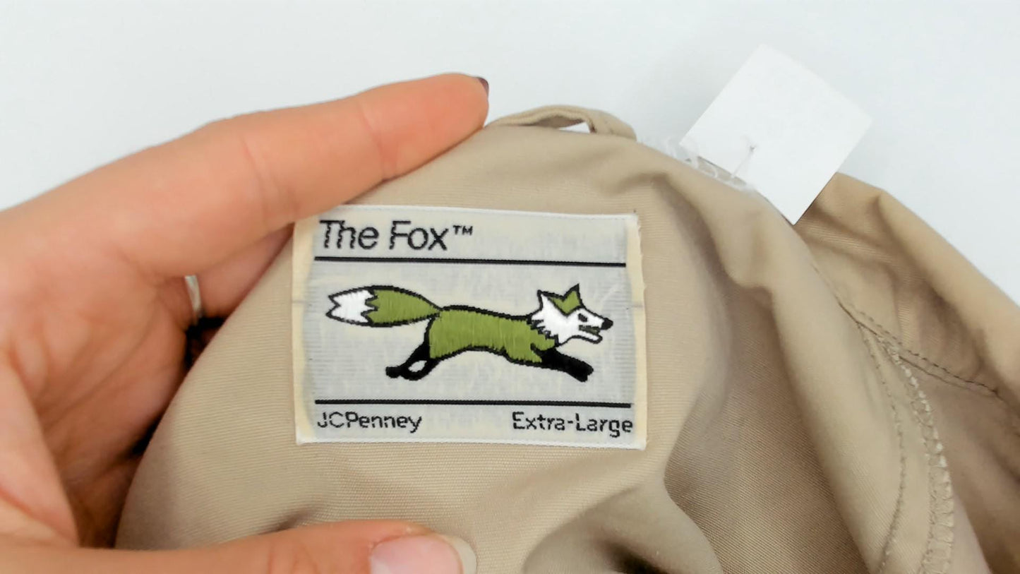 80s The Fox Beige Zip-Up Jacket Pointed Collar Embroidered Logo Medium