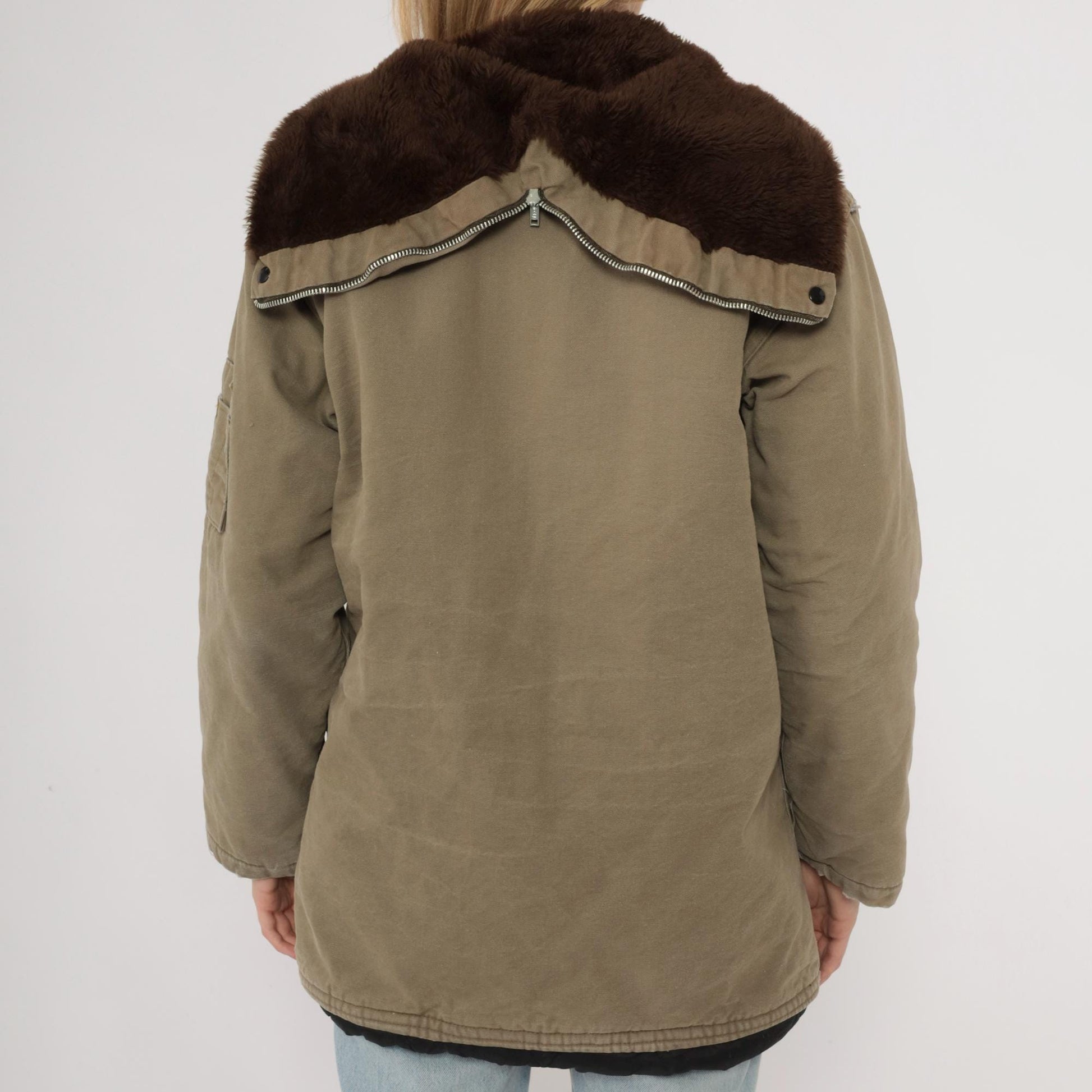 WWII B-9 Parka 1943-1945 Olive Military Cotton Sherpa Lined Hooded Jacket Medium
