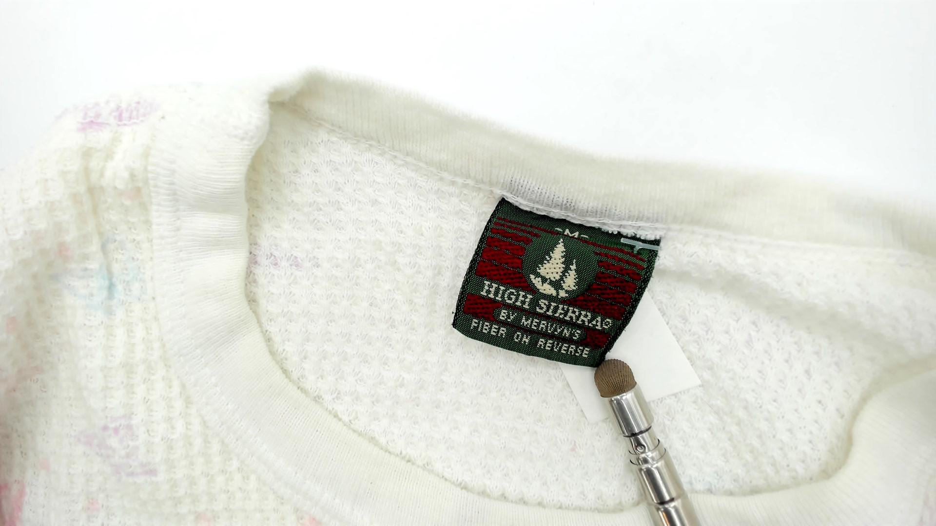 80s High Sierra Butterfly Thermal Waffle Knit Long Sleeve Tee White Medium