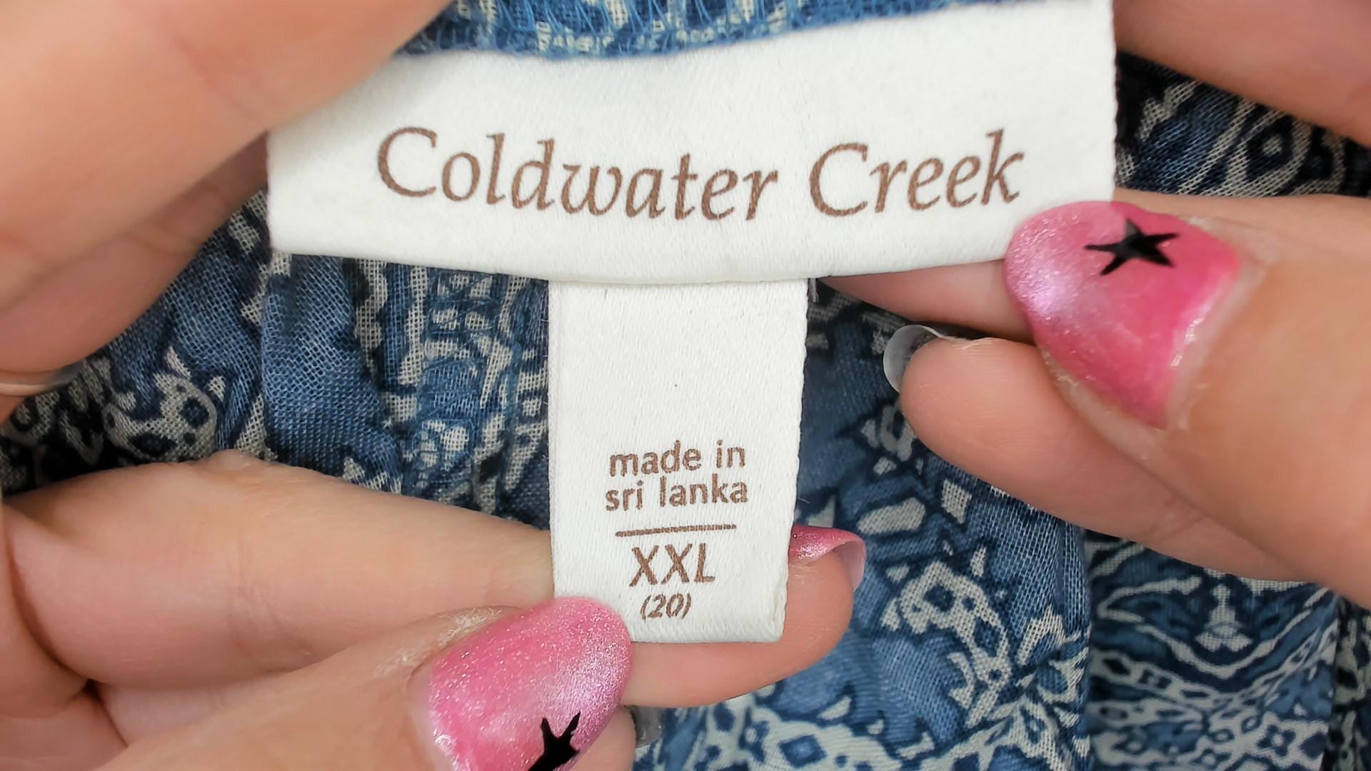 Y2K Coldwater Creek Blue Paisley Maxi Dress Plus Size Cotton V-Neck Sleeveless Extra Extra Large XXL