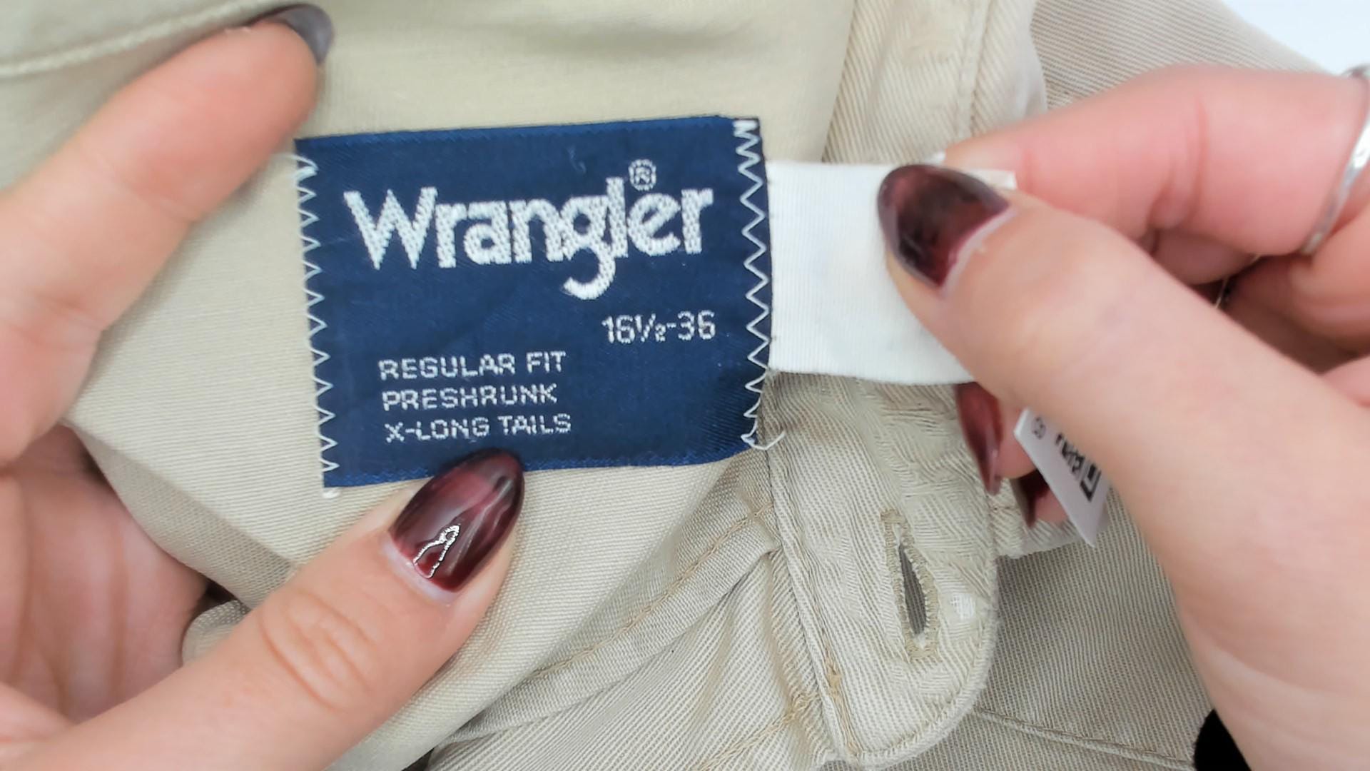 90s Wrangler Western Shirt Beige Cotton Pearl Snap Workwear Extra Large XL