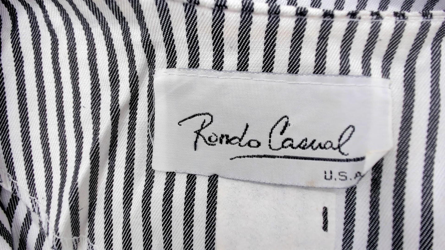 90s Pinstriped Blazer Dress Grey White Double Breasted Midi Medium M
