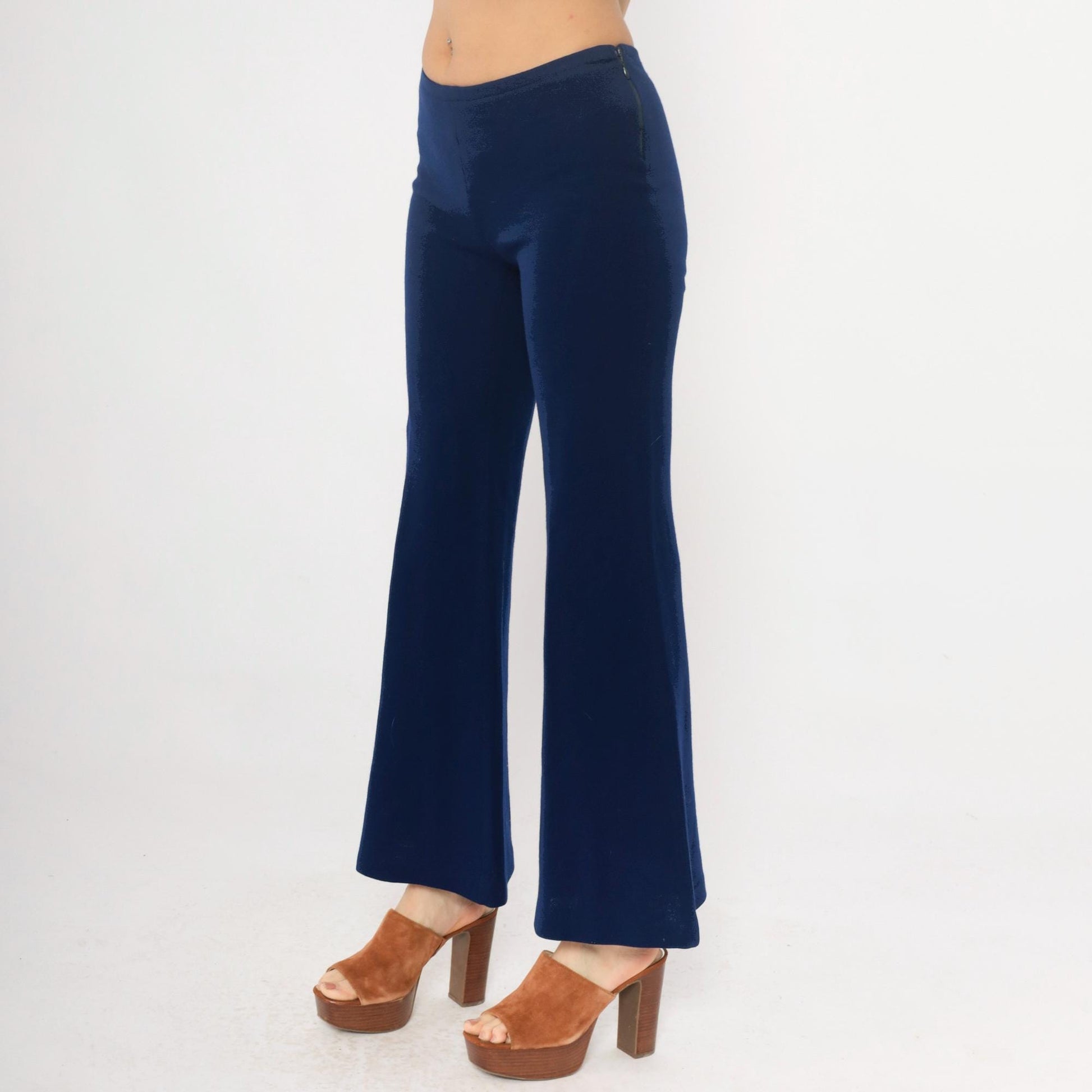 70s Navy Flare Pants Joshua Tree High Waisted Bell Bottom Medium