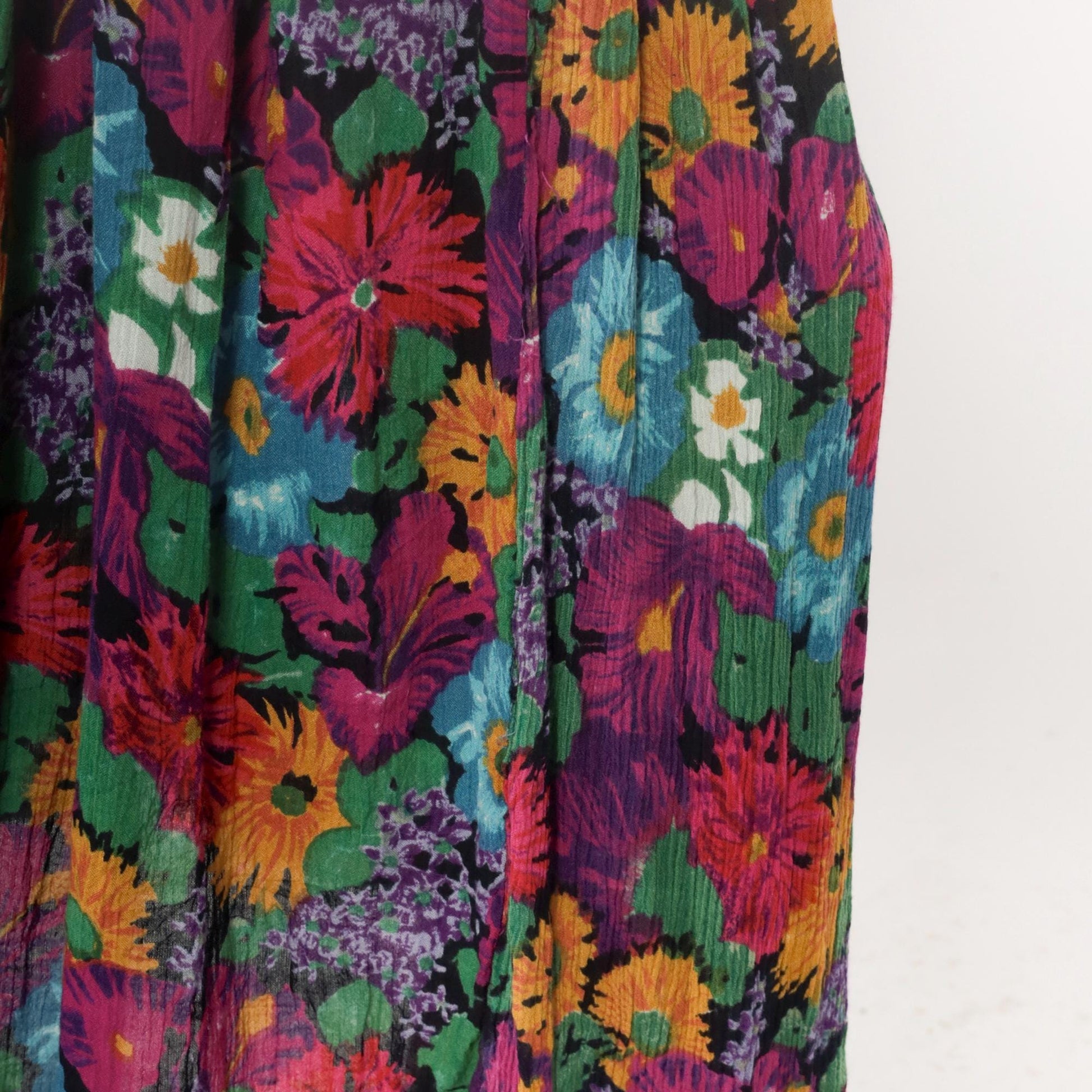90s Jane Ashley Floral Maxi Skirt Purple Multicolor Gathered Large L