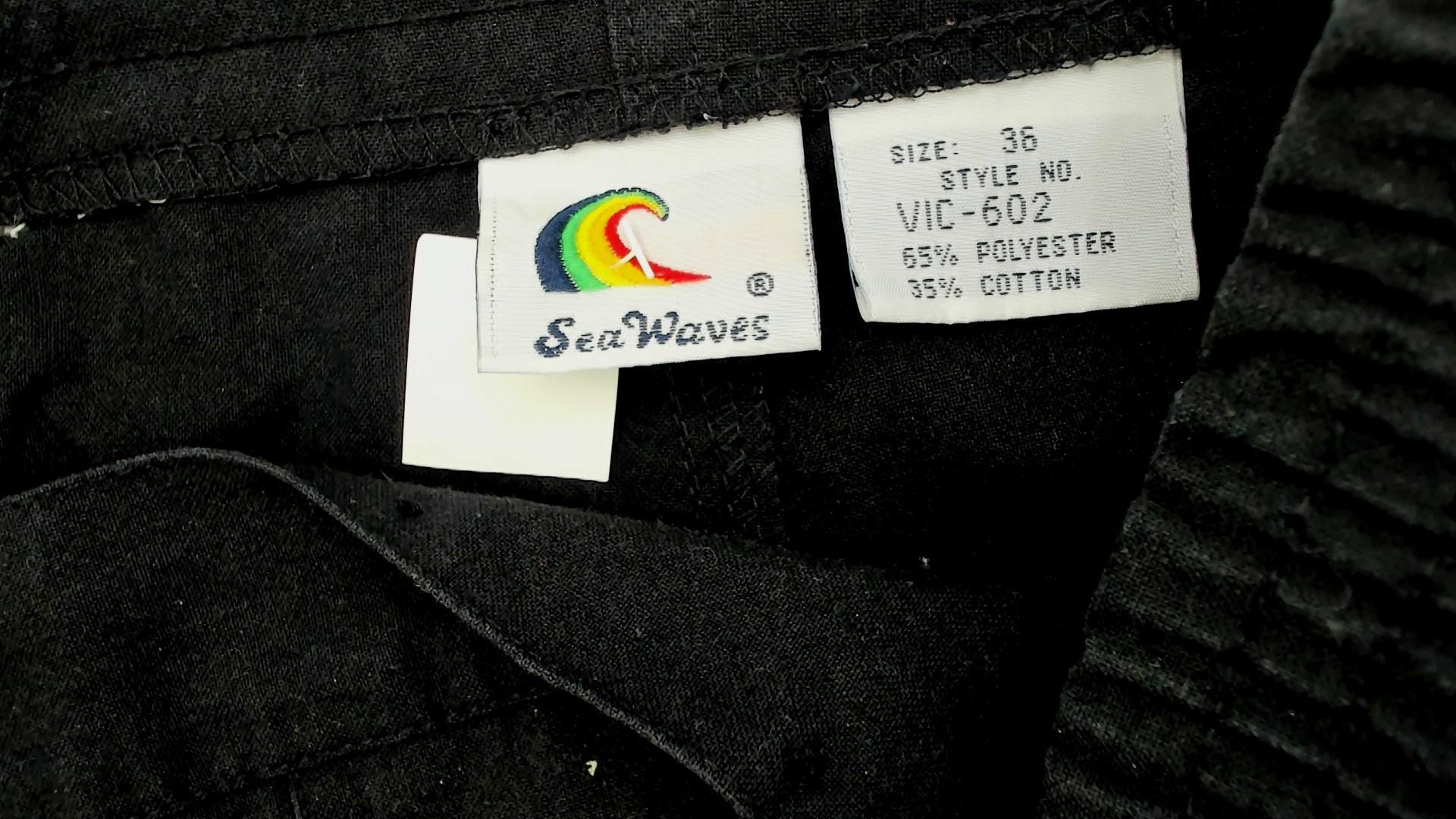 90s Sea Waves Hawaii Black Shorts Button Front High Rise Cotton Large