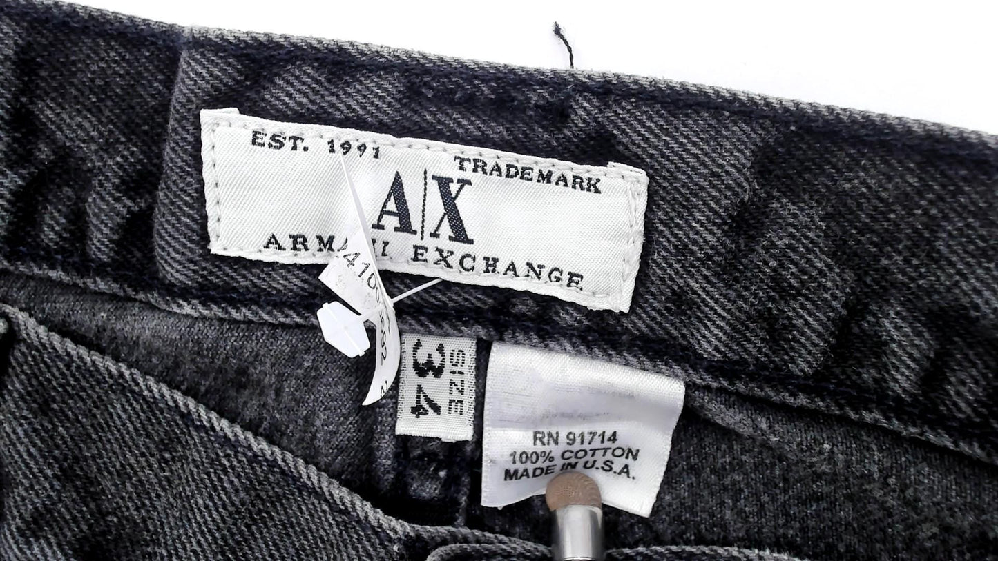 90s Armani Exchange Black Straight Leg Jeans Cotton Men's 34 Waist