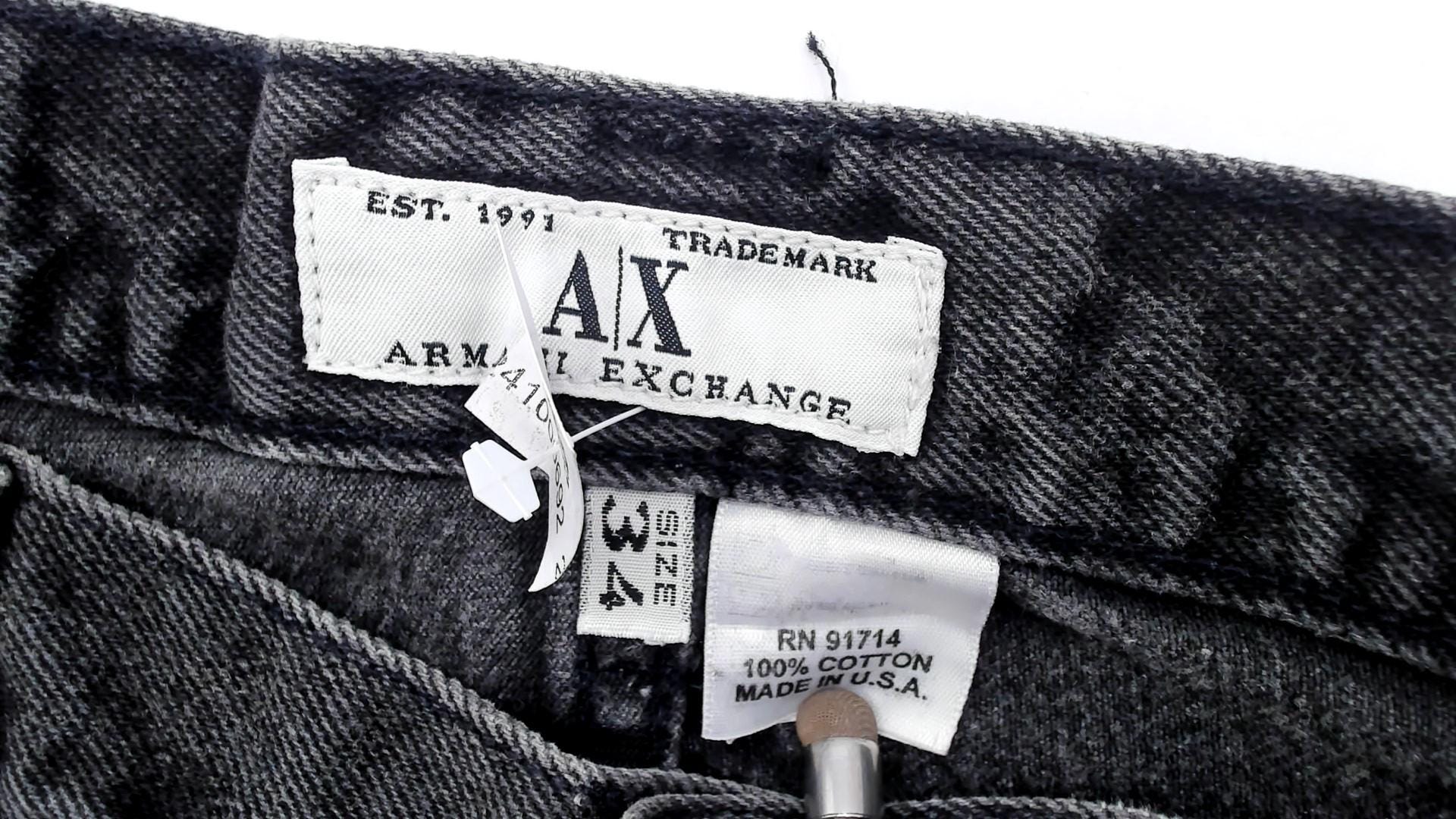 90s Armani Exchange Black Straight Leg Jeans Cotton Men's 34 Waist