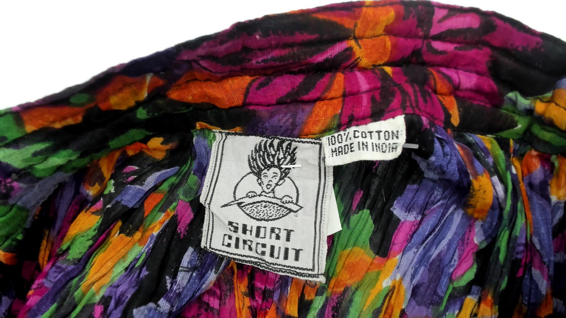 90s Short Circuit Floral Maxi Skirt Gauze Tiered Elastic Waist Medium Large