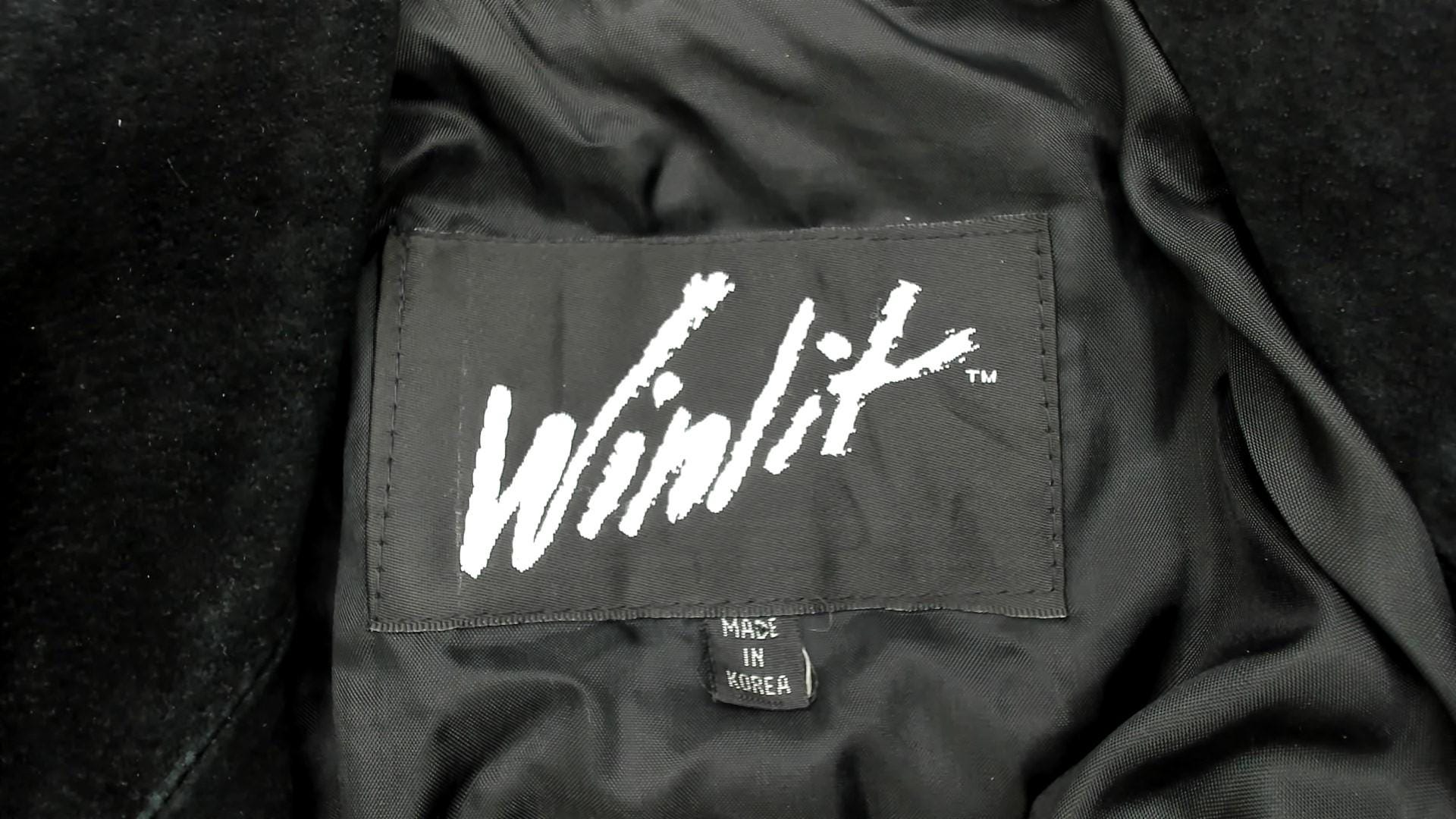 90s Winlit Black Leather Double Breasted Cropped Blazer Notched Lapel Small S