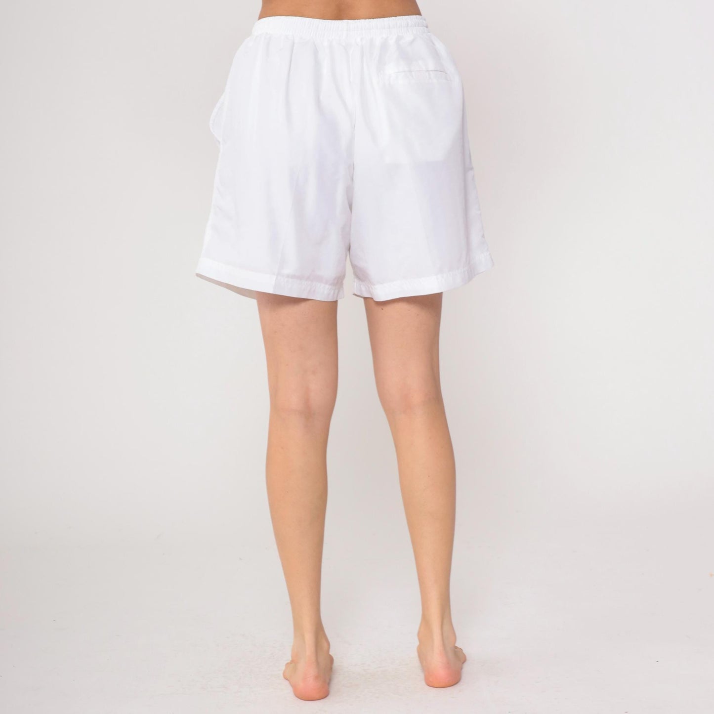 90s Nike White Athletic Shorts Elastic Waist Embroidered Logo Large L