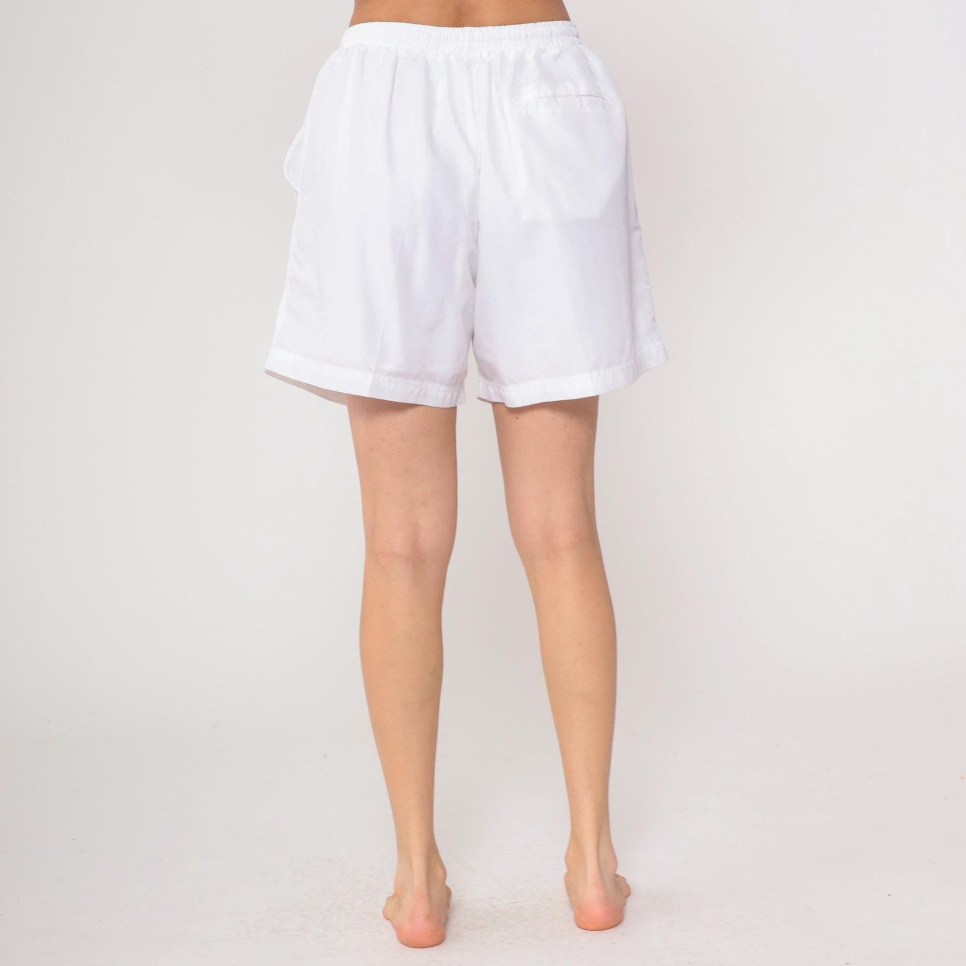 90s Nike White Athletic Shorts Elastic Waist Embroidered Logo Large L