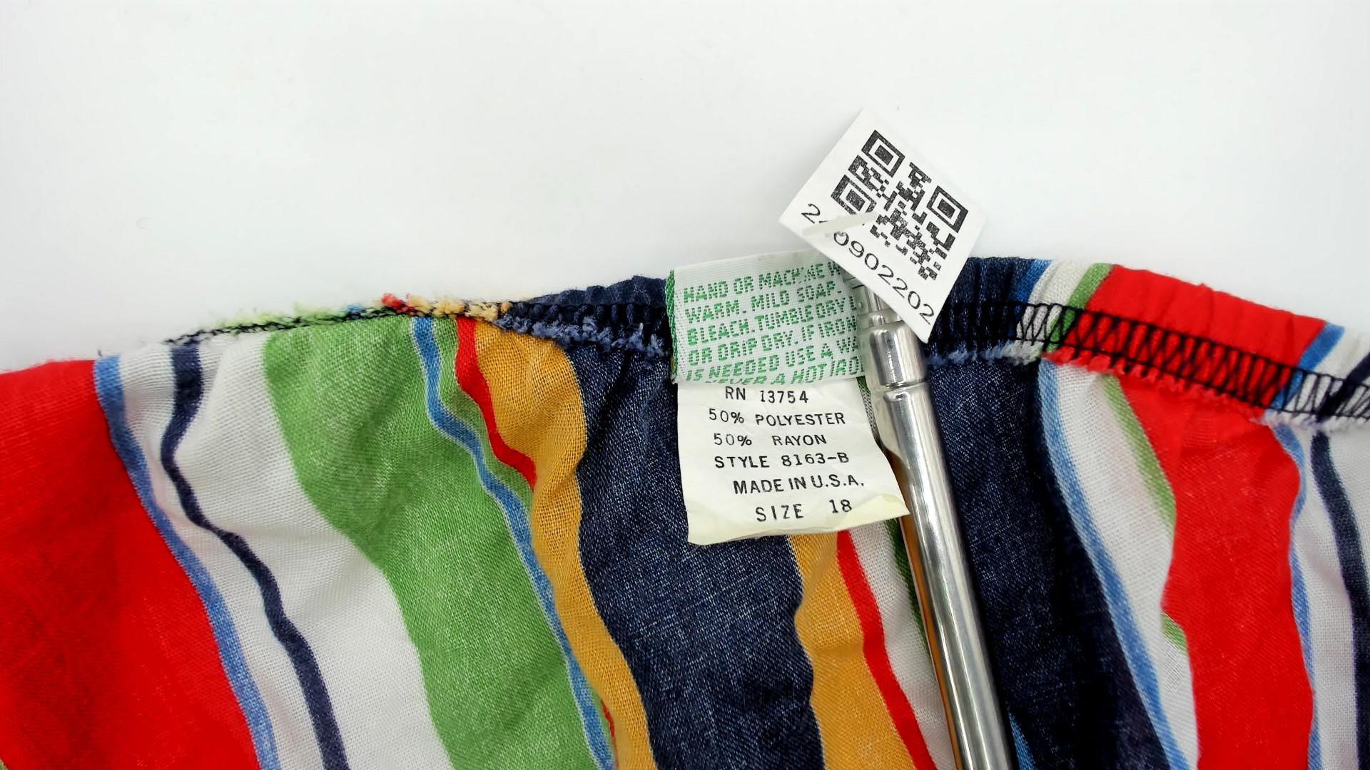 80s Rainbow Striped Midi Dress Diagonal Geometric Navy Red Green Yellow Sleeveless Large