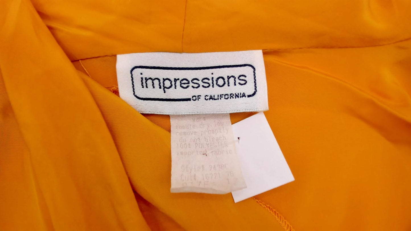 90s Impressions Golden Yellow Wrap Blouse Surplice Neckline Long Sleeve Large L