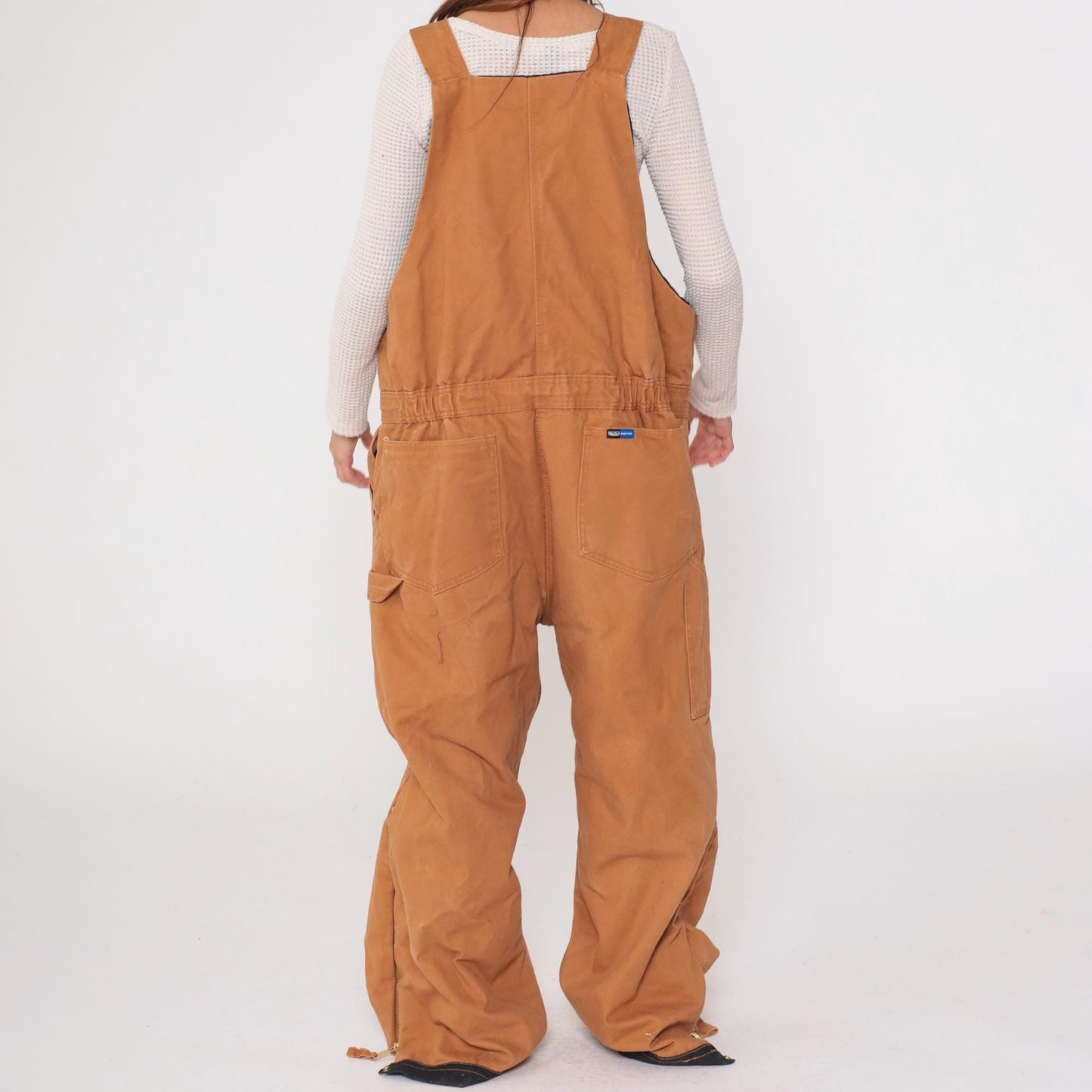 Y2K Walls Work Wear Tan Cargo Overalls XXL Adjustable Straps