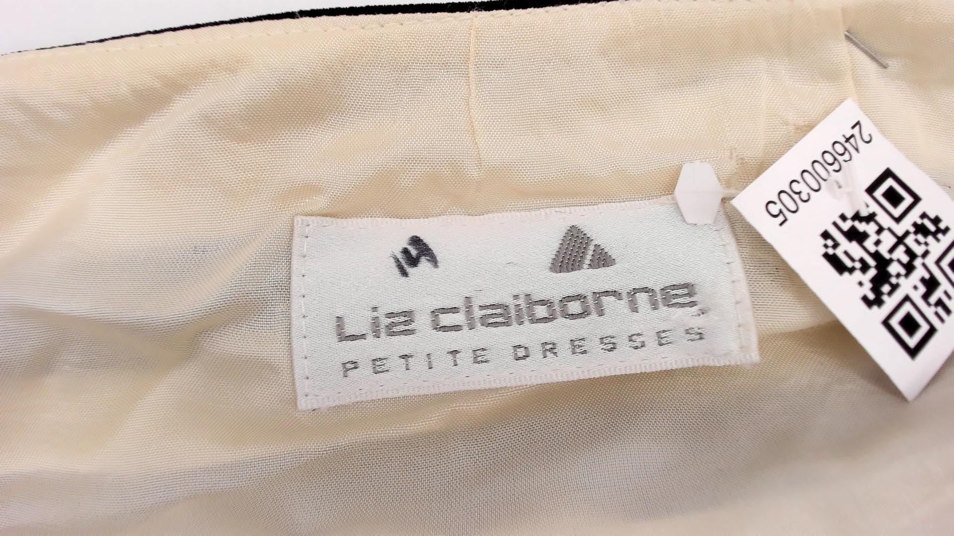 90s Liz Claiborne Striped Midi Dress Black White Button Front Medium