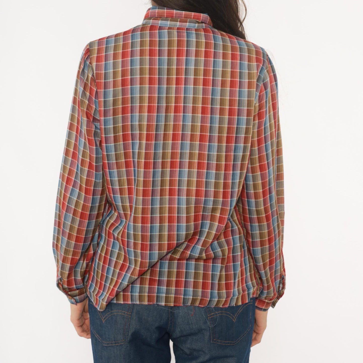 80s West Coast Connection Plaid Button Down Shirt Red Blue Small