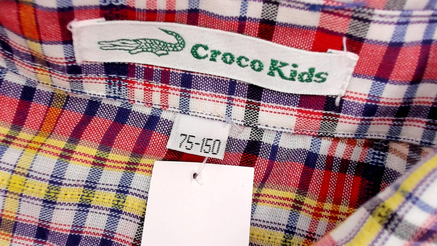 90s Multicolor Plaid Button-Up Shirt Cotton Short Sleeve Small S