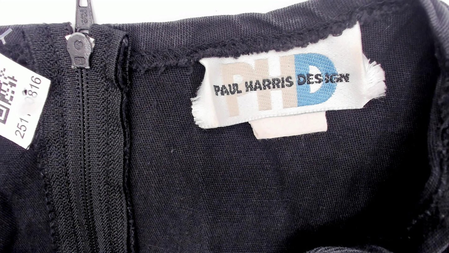 90s Paul Harris Designs Black Mini Shift Dress Cotton Scoop Neck Medium M