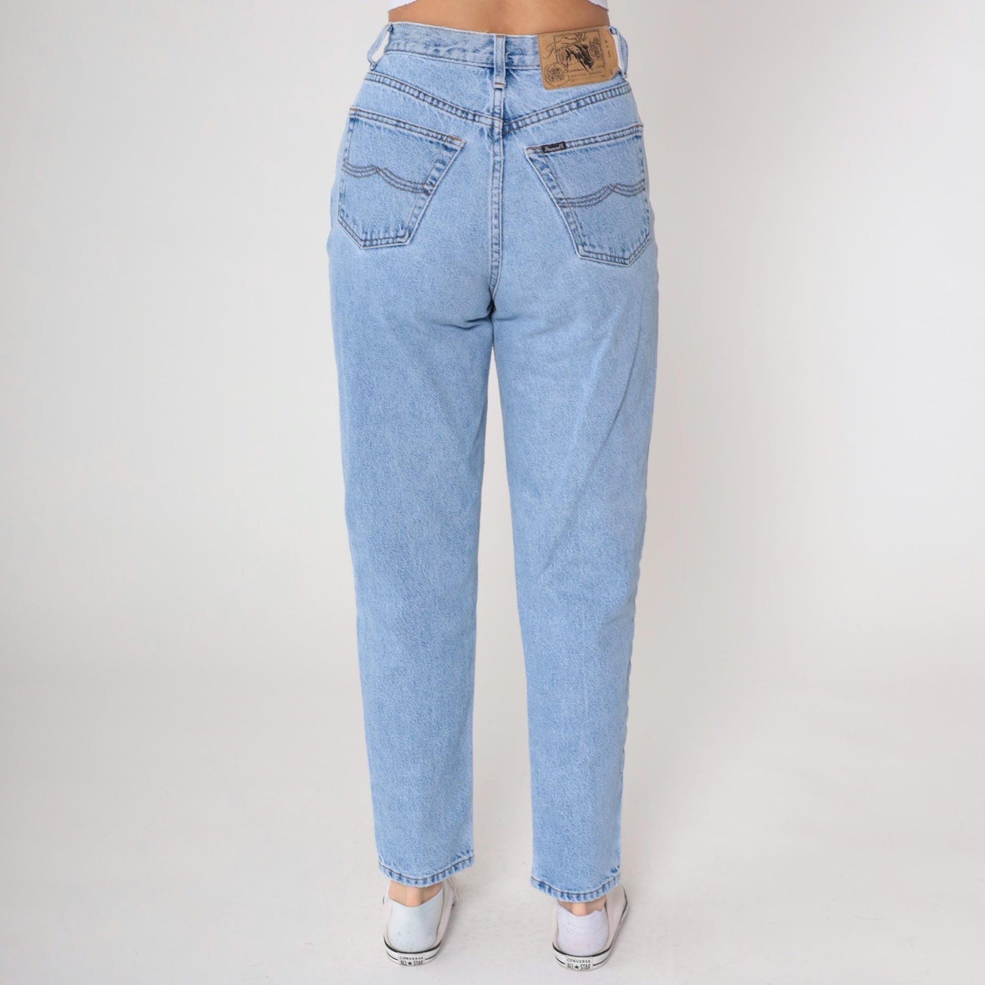90s Faconnable Goldberg Light Wash High Rise Mom Jeans Tapered Ankle Small