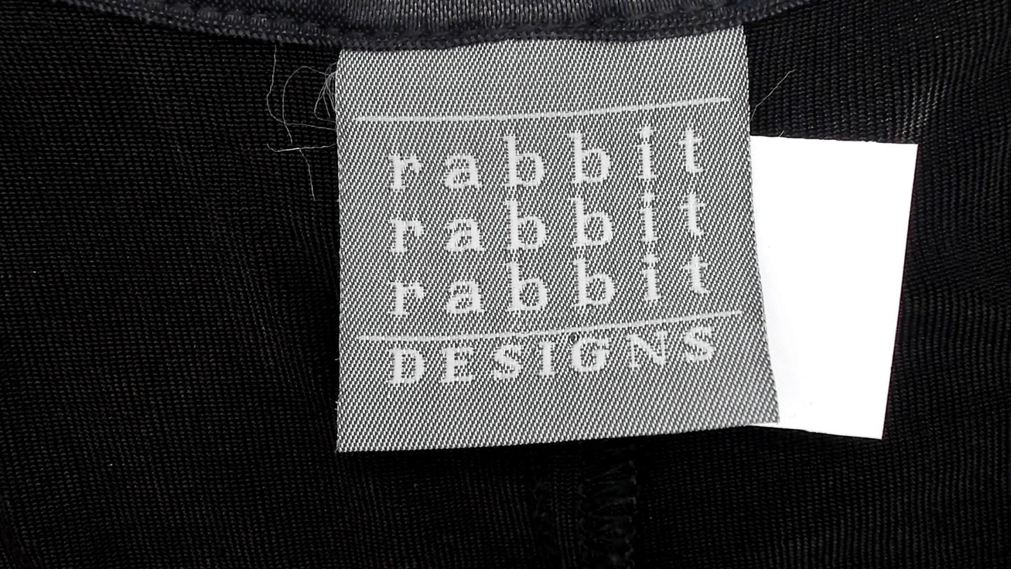 90s Black Mini Dress Rabbit Rabbit Rabbit Scoop Neckline Short Sleeve Medium