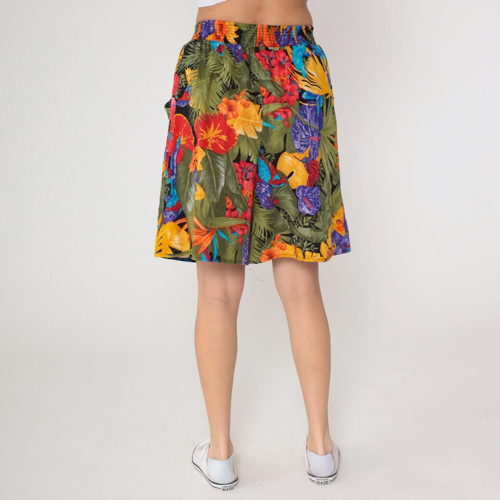 90s Connections Tropical Floral Shorts High Waist Botanical Print Medium M