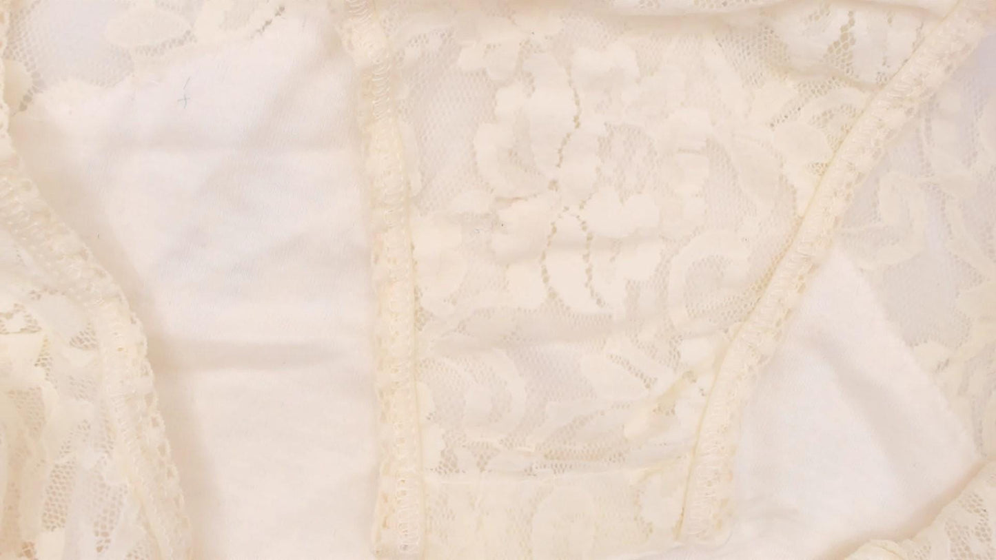 80s Hanky Panky White Lace Bodysuit Floral Scoop Neck Small S