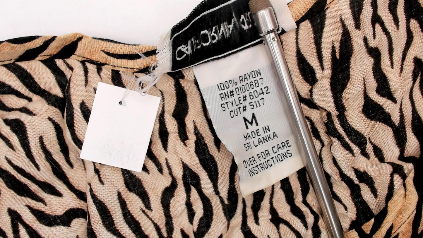 90s California Krush Safari Cheetah Midi Dress Animal Print Cream Medium