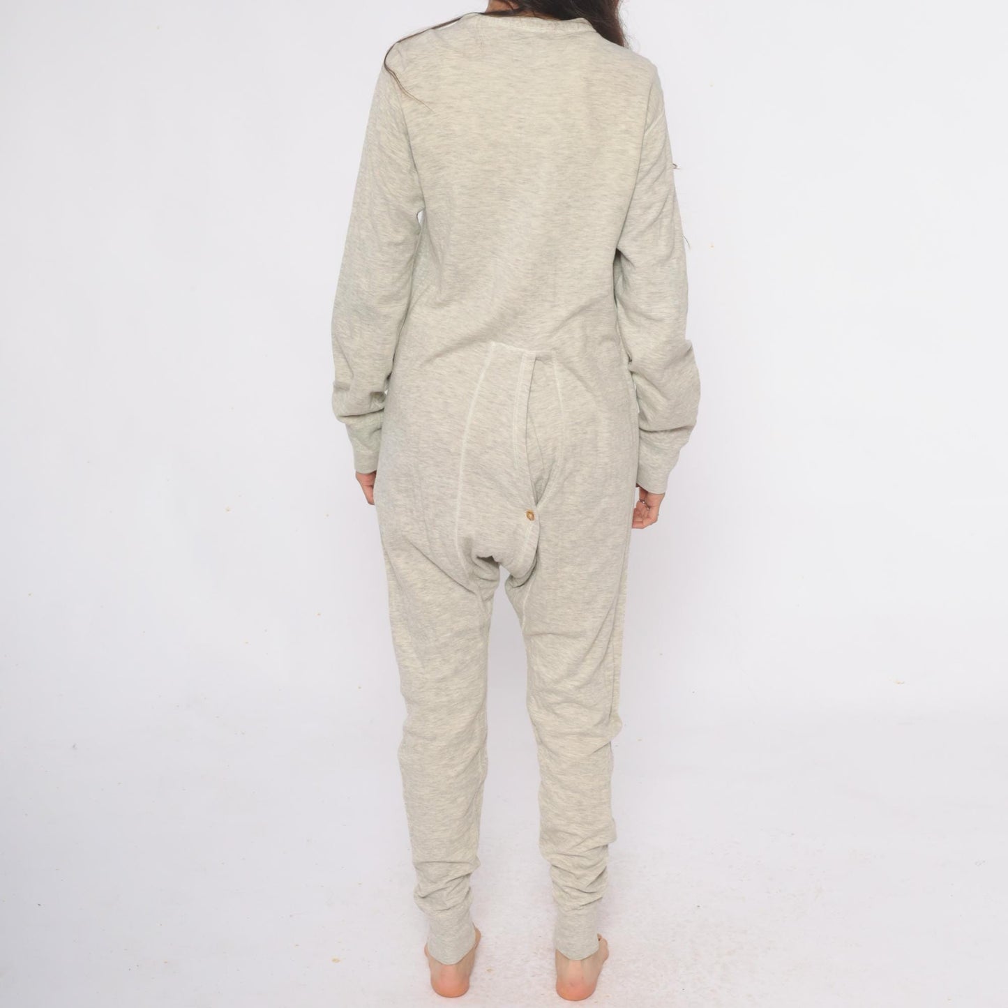 80s Duofold Union Suit Thermal Onesie Cream Cotton Wool Drop Seat Medium