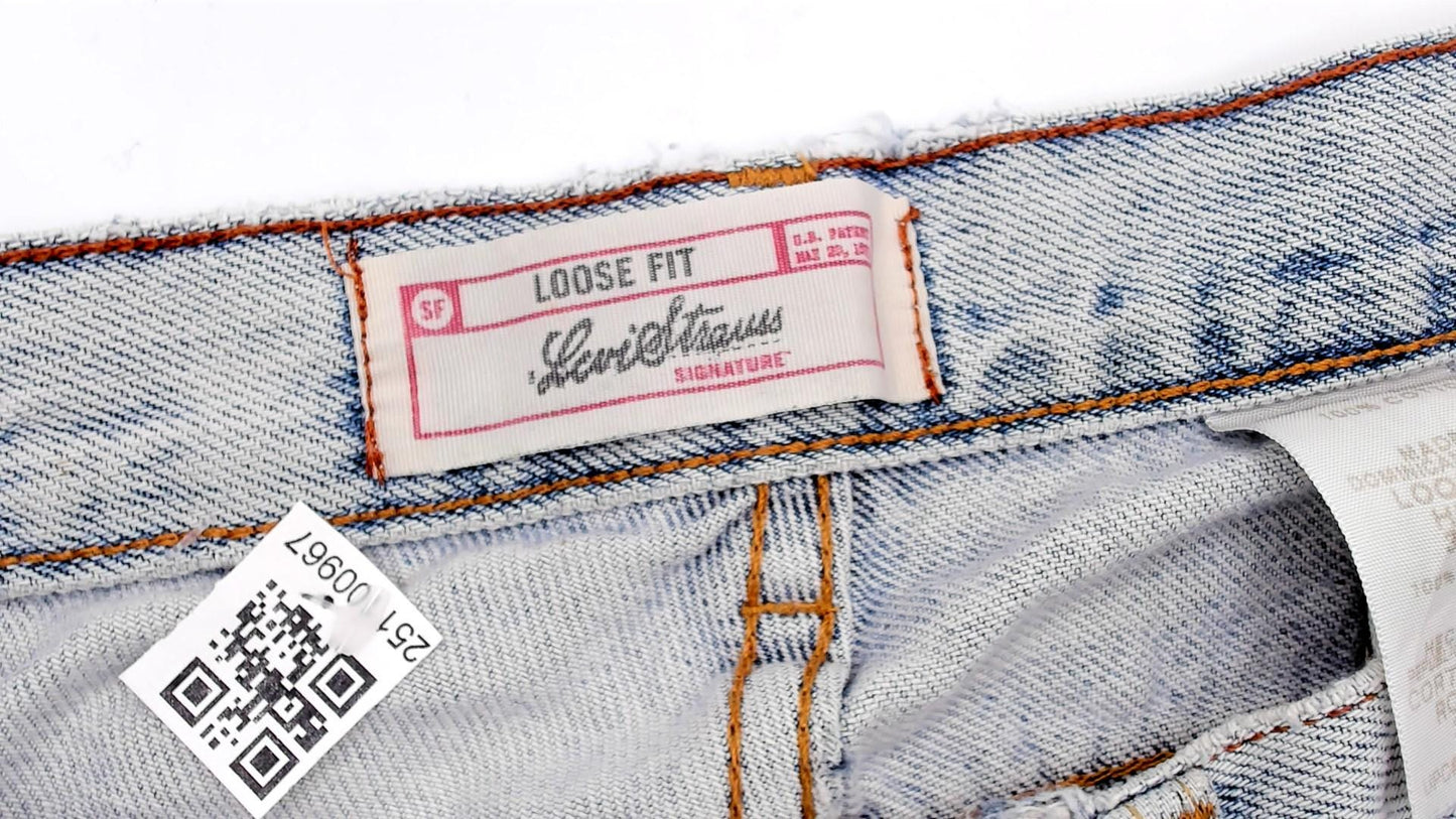 Levi's Y2K Light Wash Wide Leg Jeans Distressed Denim Low Rise Large L