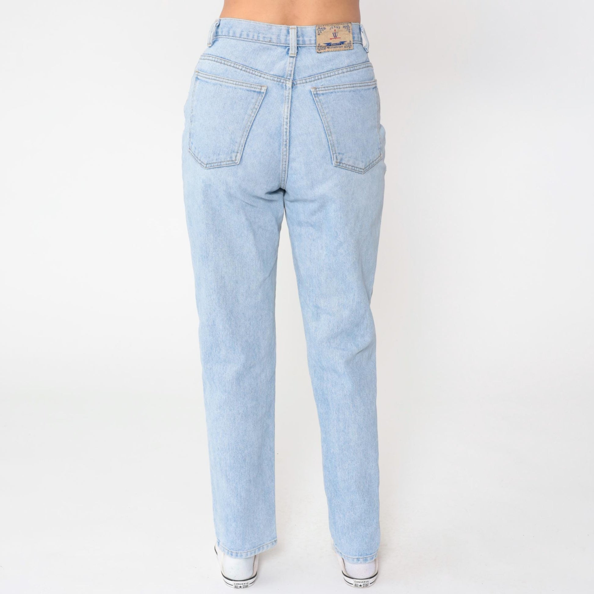 90s Light Blue High-Waisted Straight Leg Jeans Cotton Denim Medium
