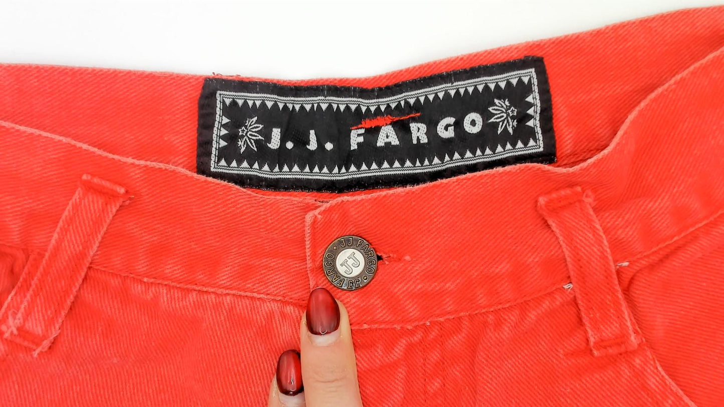 90s JJ Fargo Coral Denim Shorts High Waisted Cuffed Small