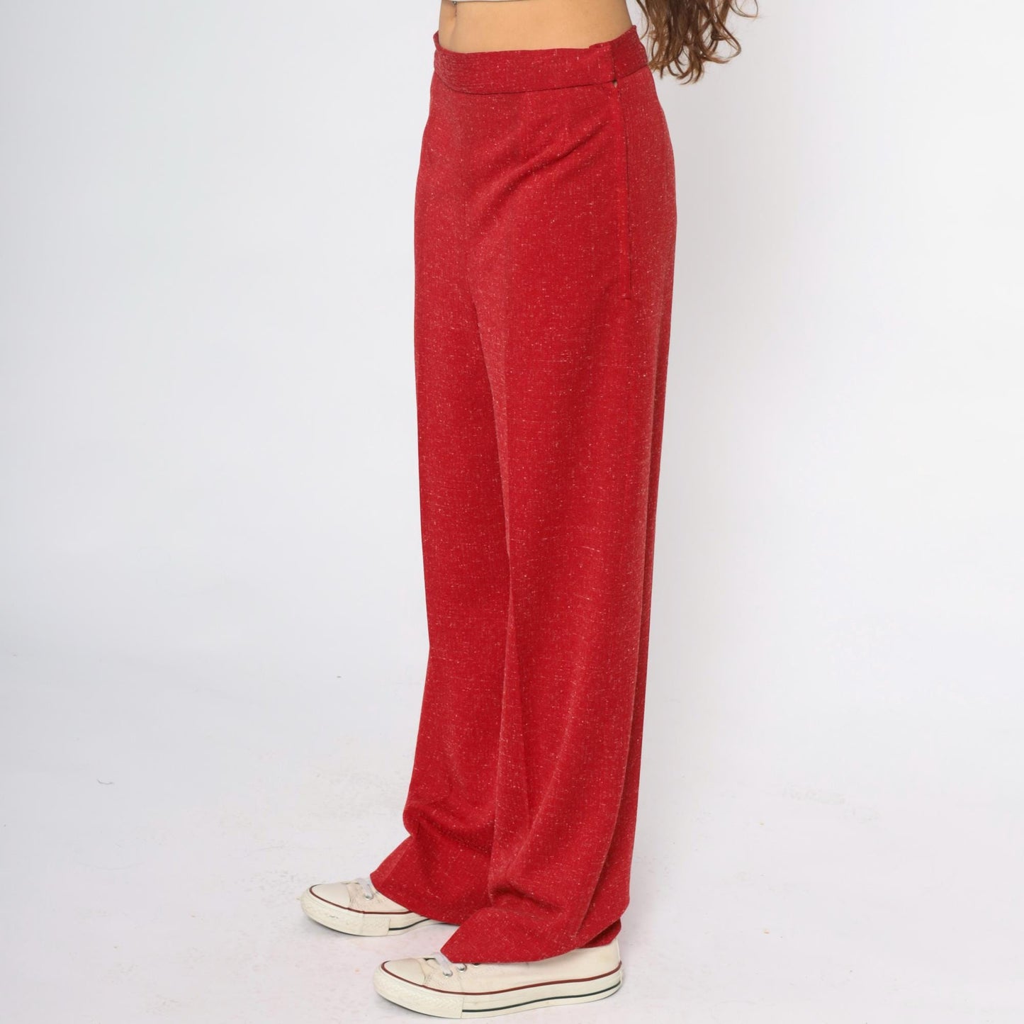 70s Burgundy Wide Leg Palazzo Pants High Waisted Flared Medium M