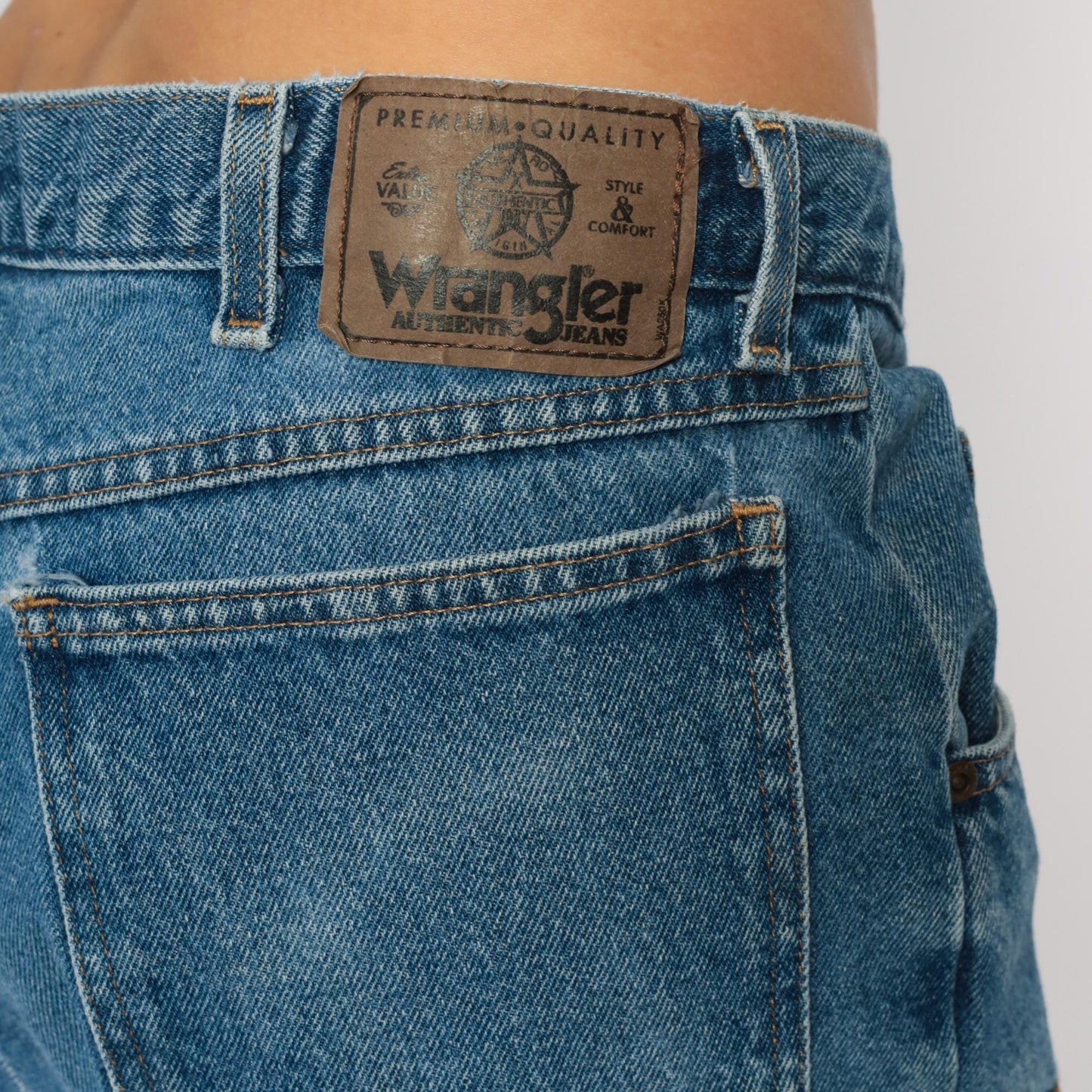 Y2K Wrangler Work Jeans Two Tone Denim Nylon Straight Leg Men's 36x30