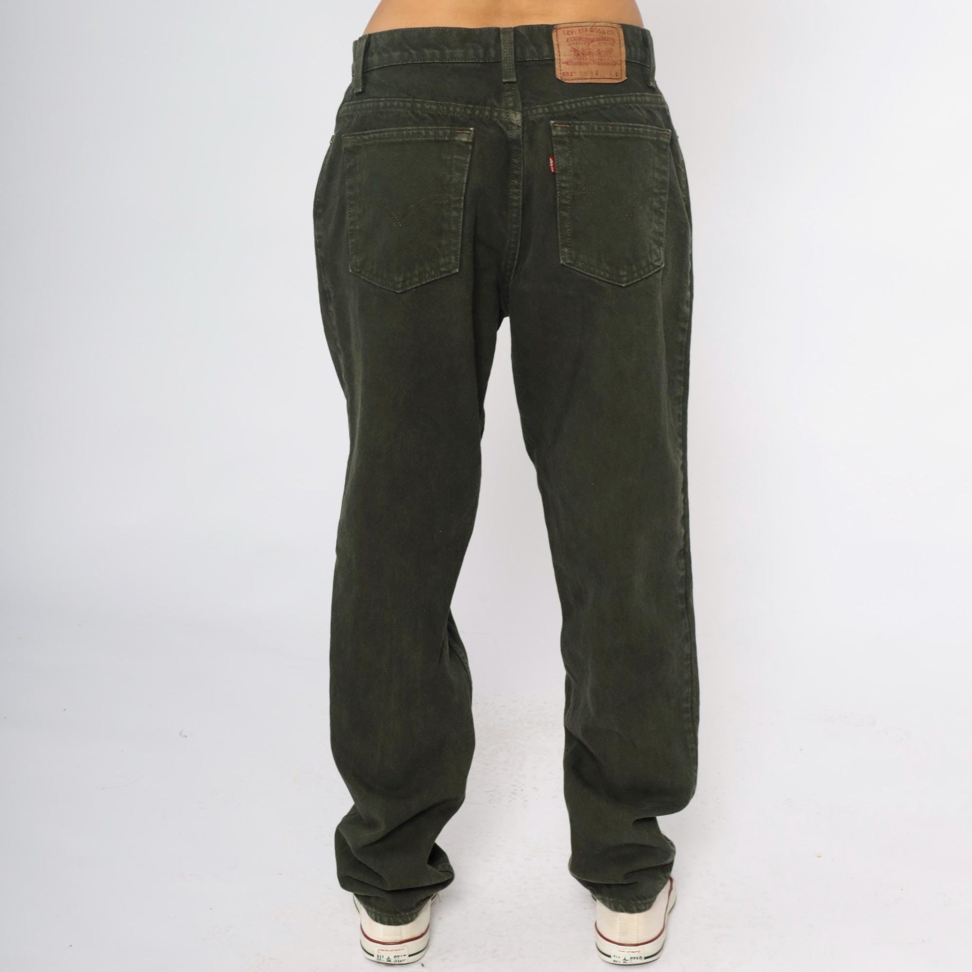 90s Levi's 551 Olive Green High Waist Straight Leg Jeans Large L