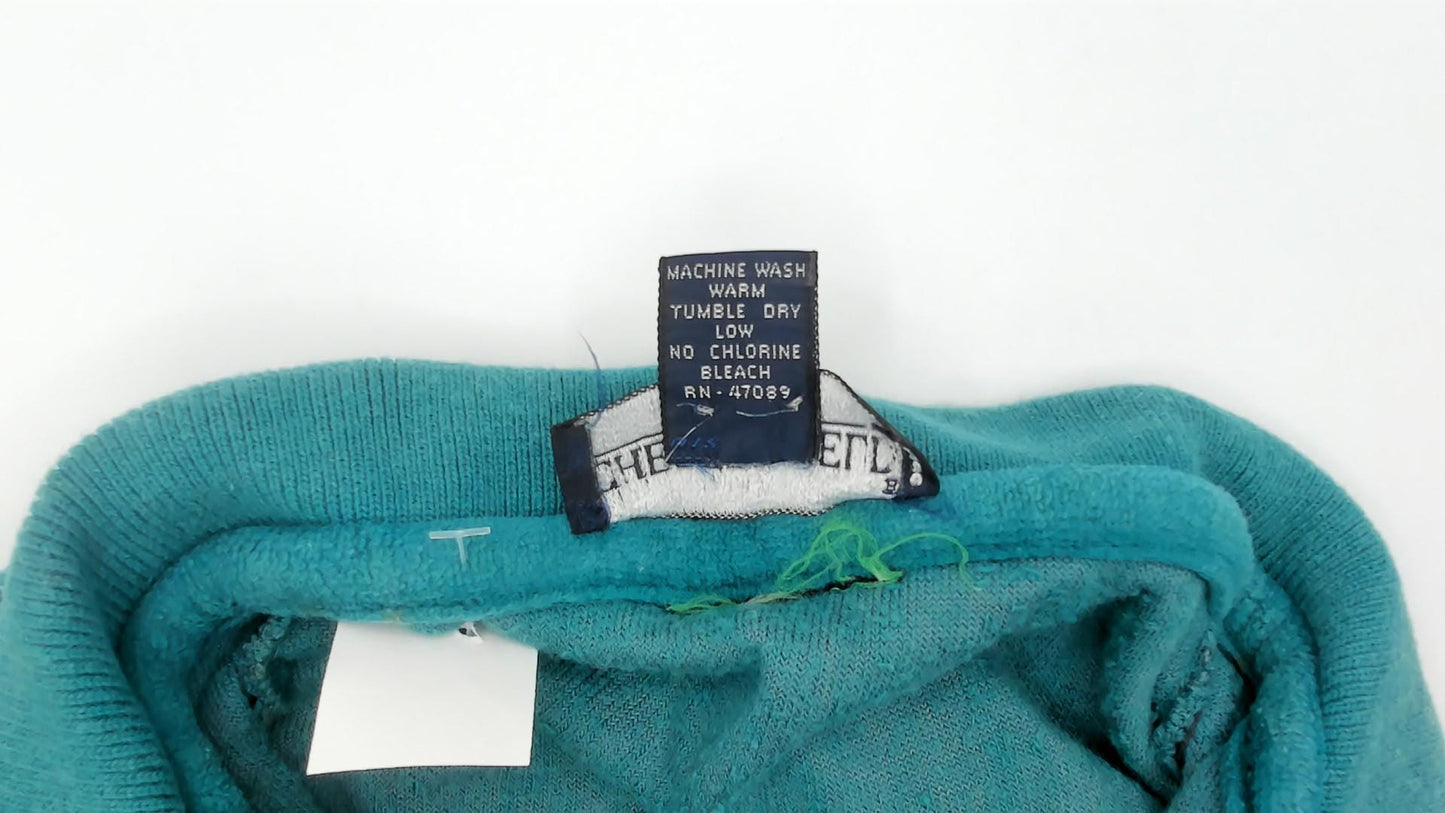 90s Chesterfield Velour Pullover Teal Striped Collared Sweatshirt Medium M