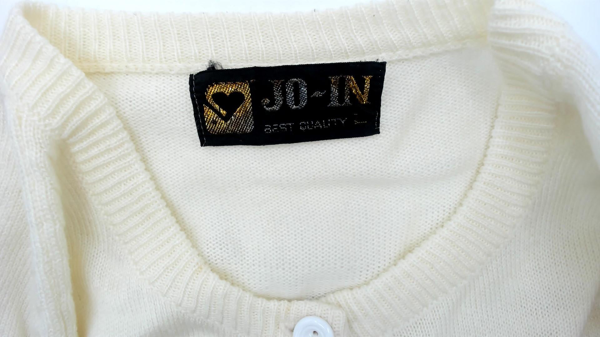 90s Jo-in Floral Embroidered Cardigan Cream Striped Knit Extra Small XS