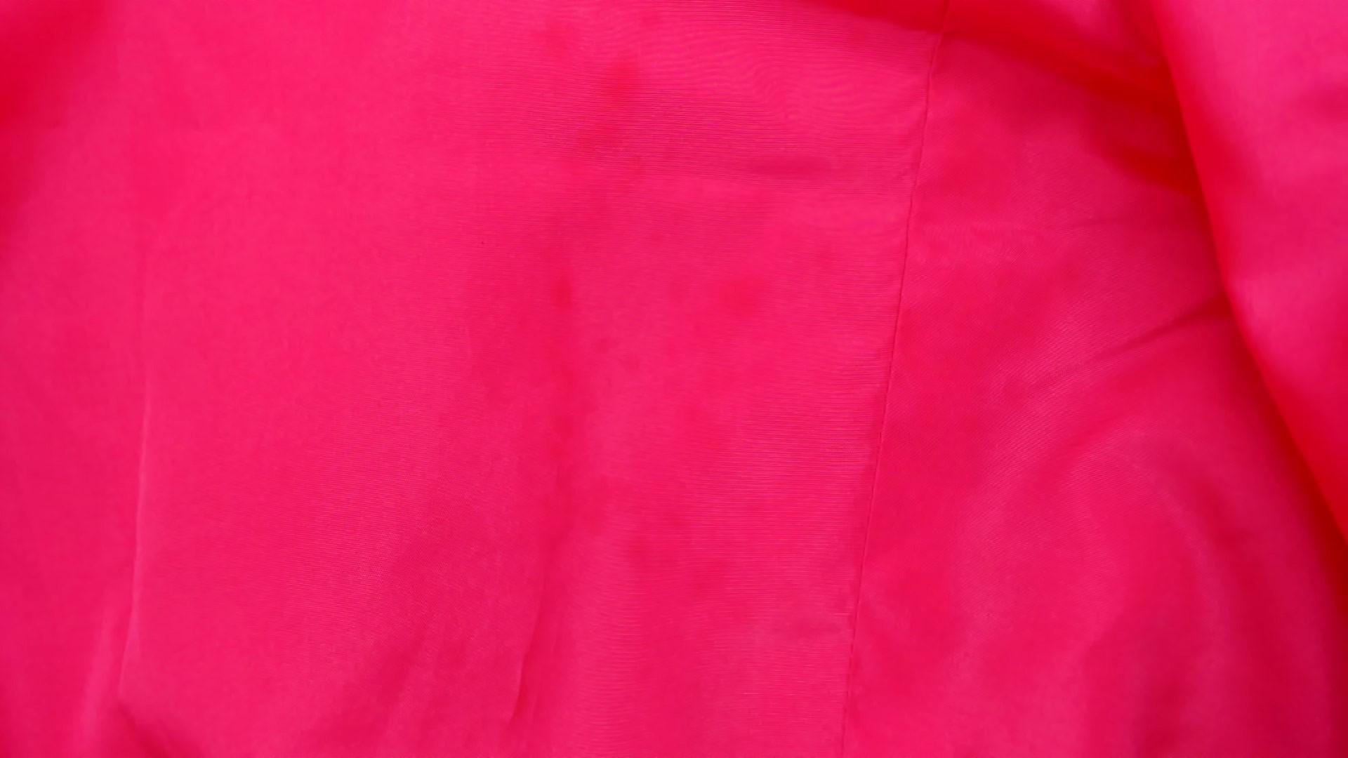 70s Hot Pink Off-Shoulder Puff Sleeve Dress Ruffle Hem Extra Small XS