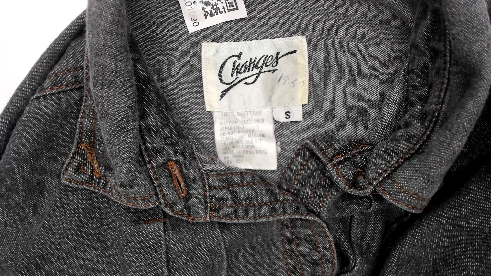 90s Changes Dark Grey Denim Shirt Jacket Cotton Button Front Small