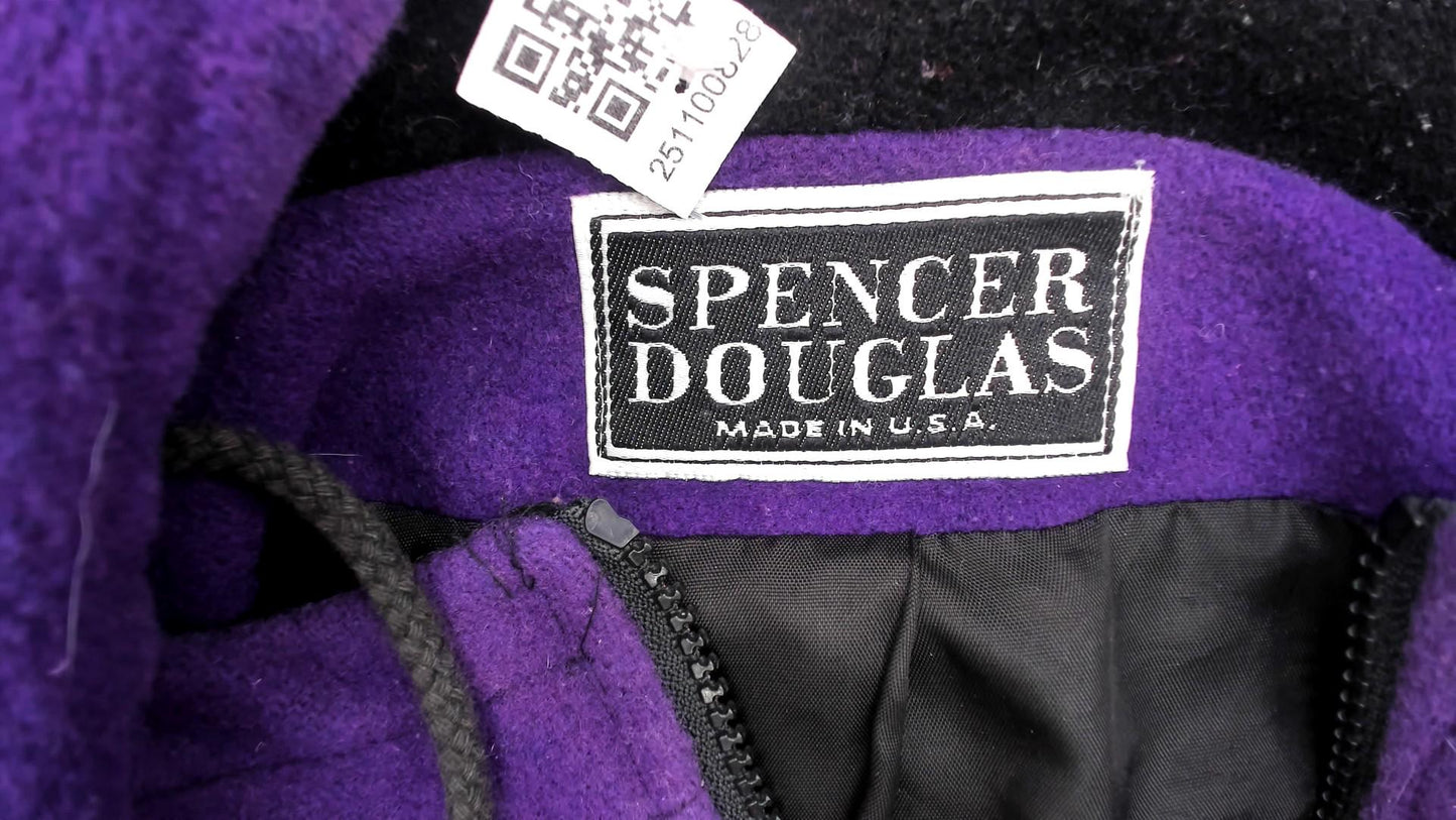 90s Spencer Douglas Colorblock Hooded Jacket Purple Cream Black Wool Blend Extra Large