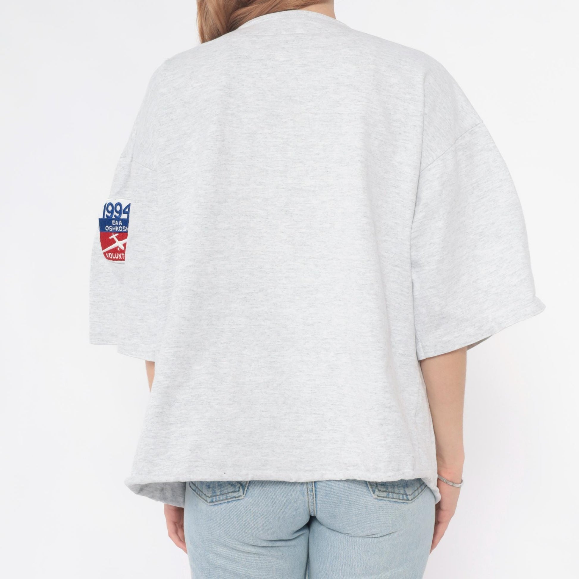 90s Motorsport Traditions EAA Oshkosh Volunteer Baseball Jersey Grey Cotton XL